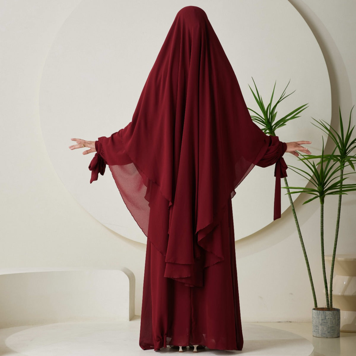 Chiffon Butterfly Sleeve Khimar Set – 2-Piece Hajj Outfit (NCS009)