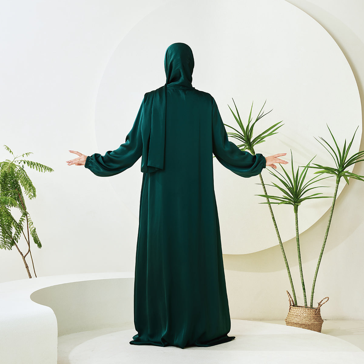 AMANI Satin One Piece With Hijab Abaya: Stylish Statement of Elegance(NCA001 )