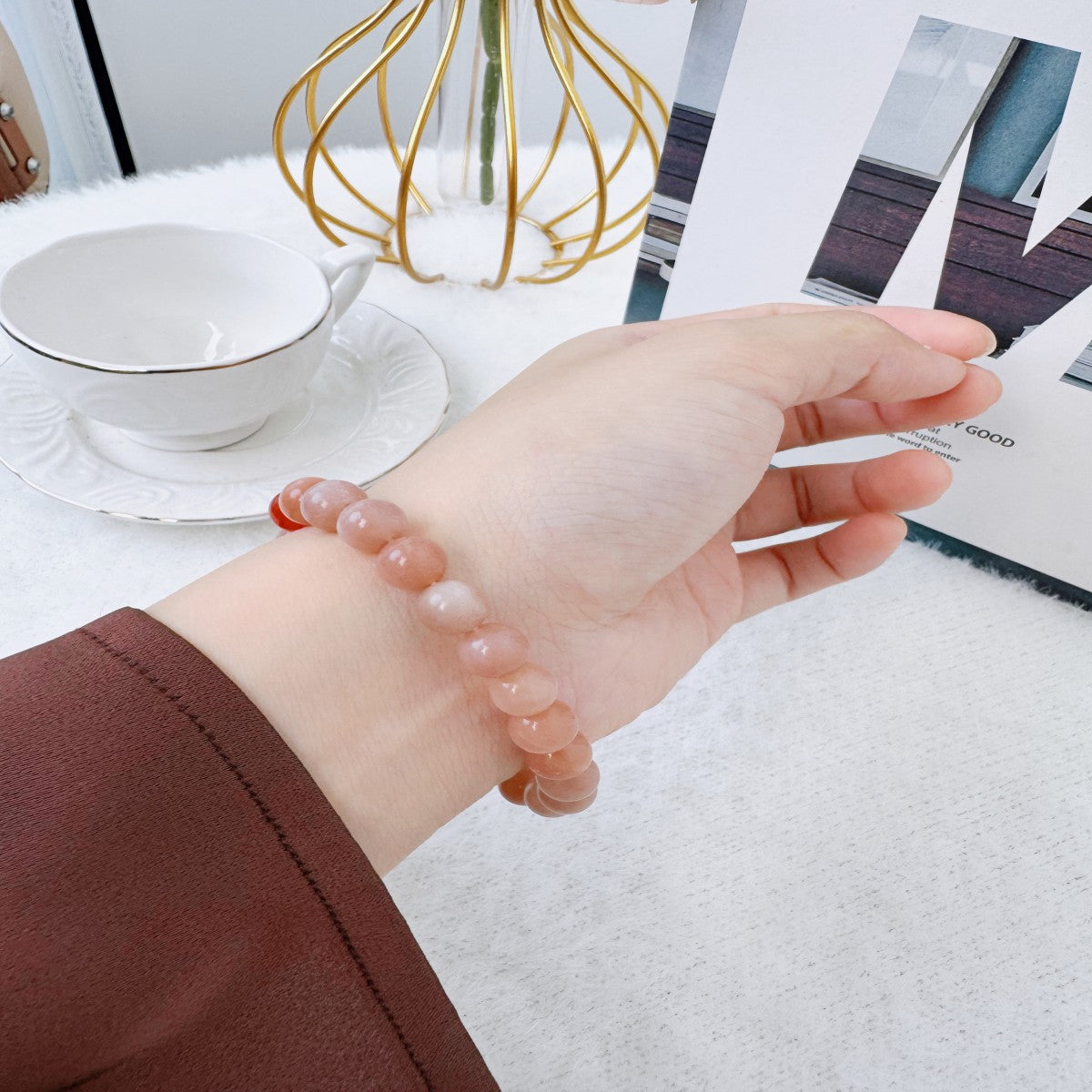 Handmade Glass Bead Bracelet – Elegant Minimalist Jewelry for Women(NCJ003)