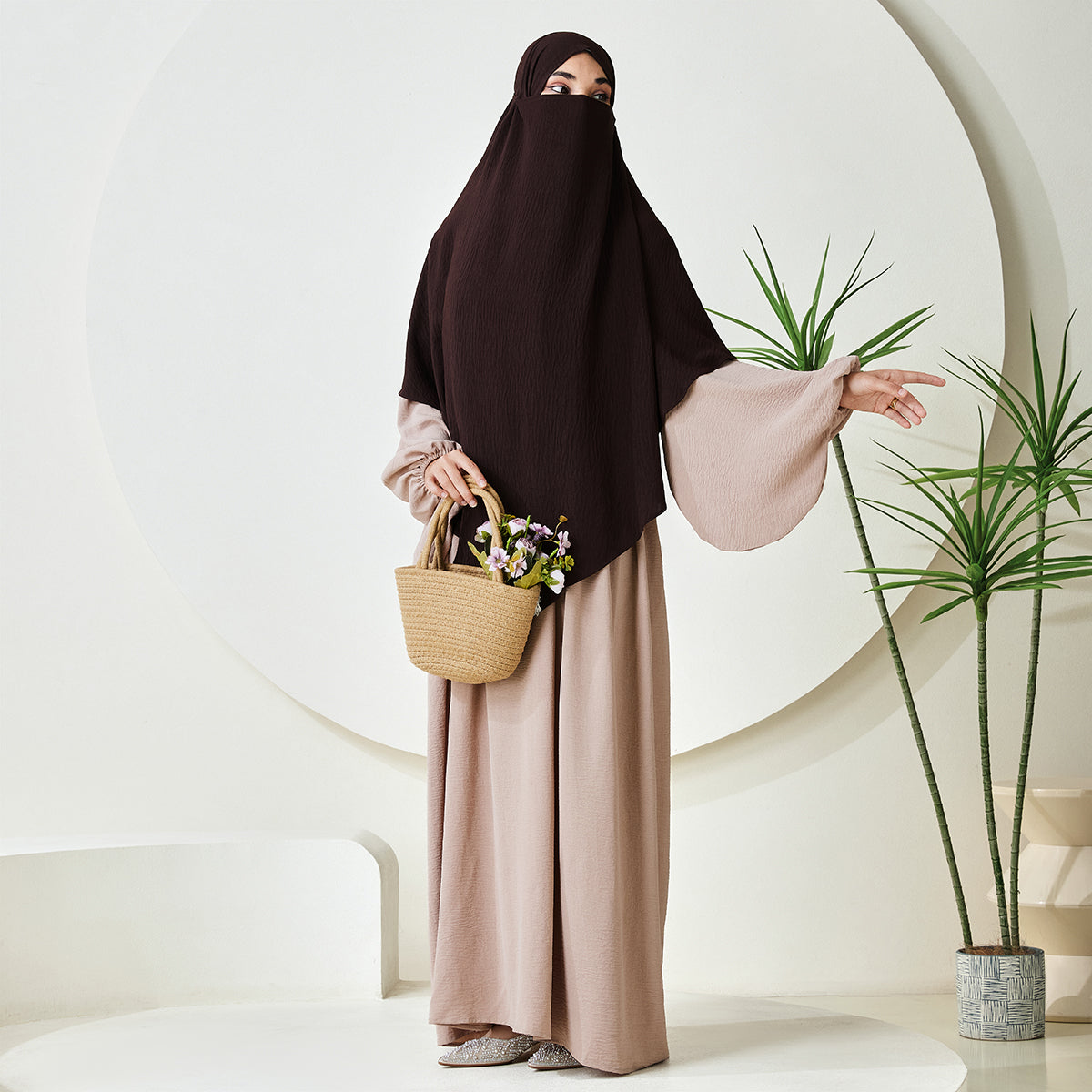 Premium Crepe One Layer Khimar Stretchable Durable Hijab Scarf for Everyday Wear (NCK001)