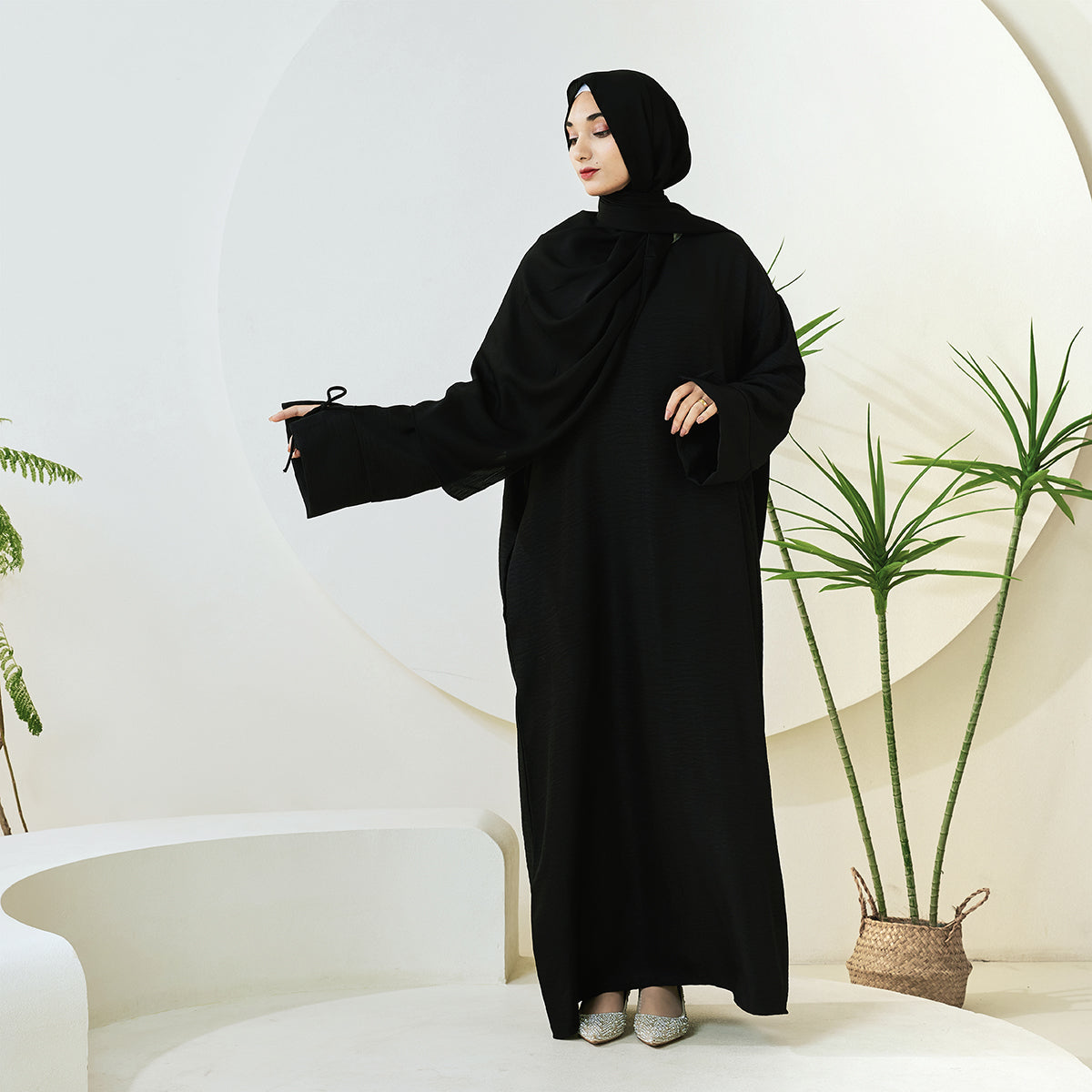 Casual Solid Color Long Robe with Tie-Detail Sleeves – Available in Multiple Colors (NCA011)
