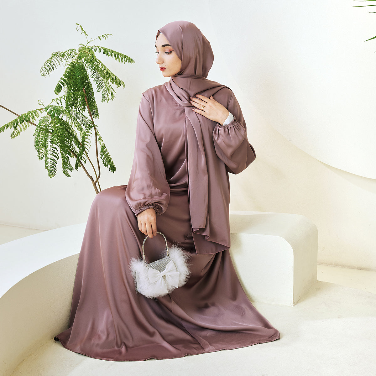 AMANI Satin One Piece With Hijab Abaya: Stylish Statement of Elegance(NCA001 )