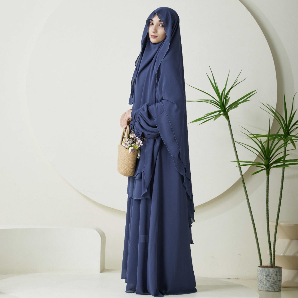 Chiffon Butterfly Sleeve Khimar Set – 2-Piece Hajj Outfit (NCS009)