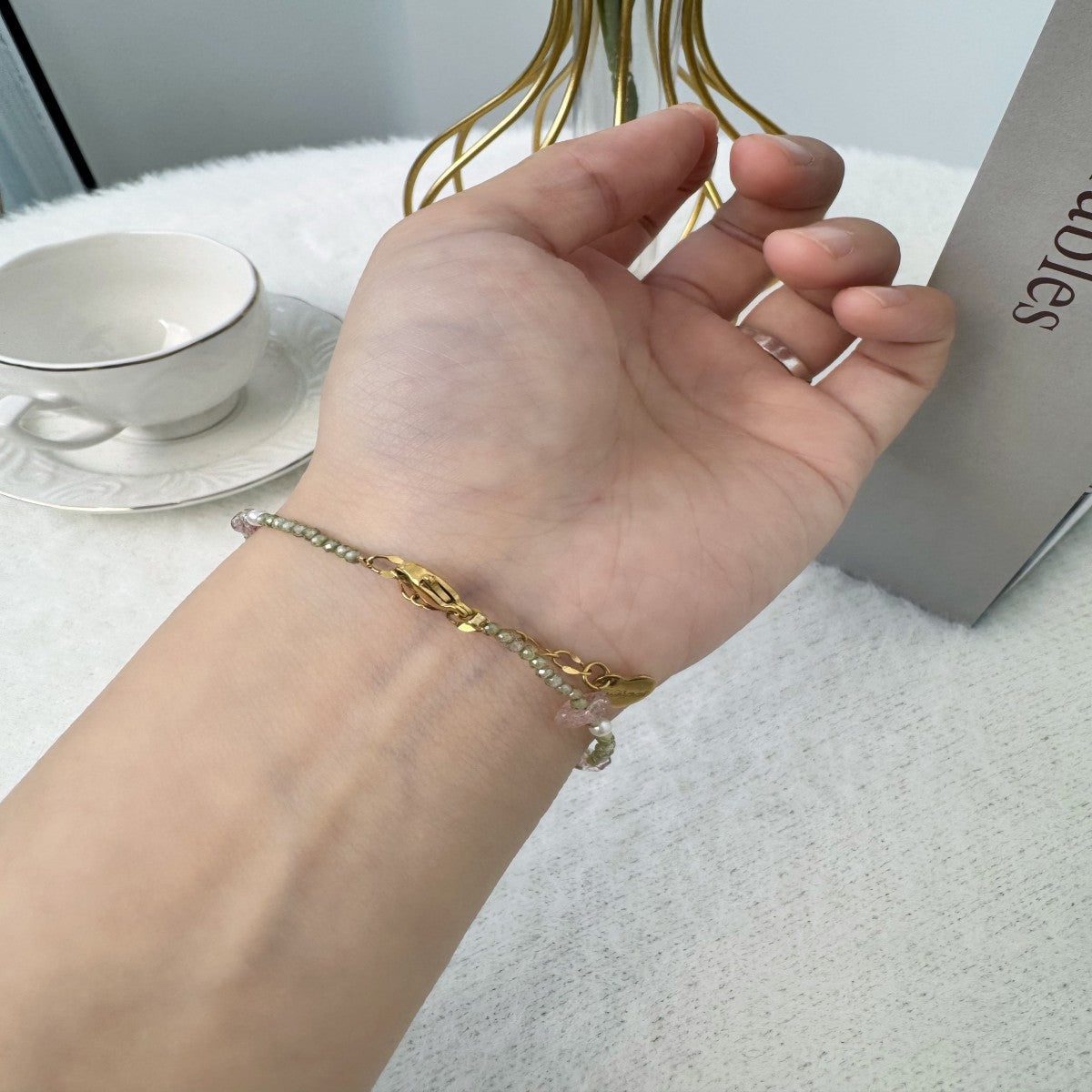 Boho Raw Gemstone Beaded Bracelet – Handmade Natural Stone Jewelry for Women(NCJ002)