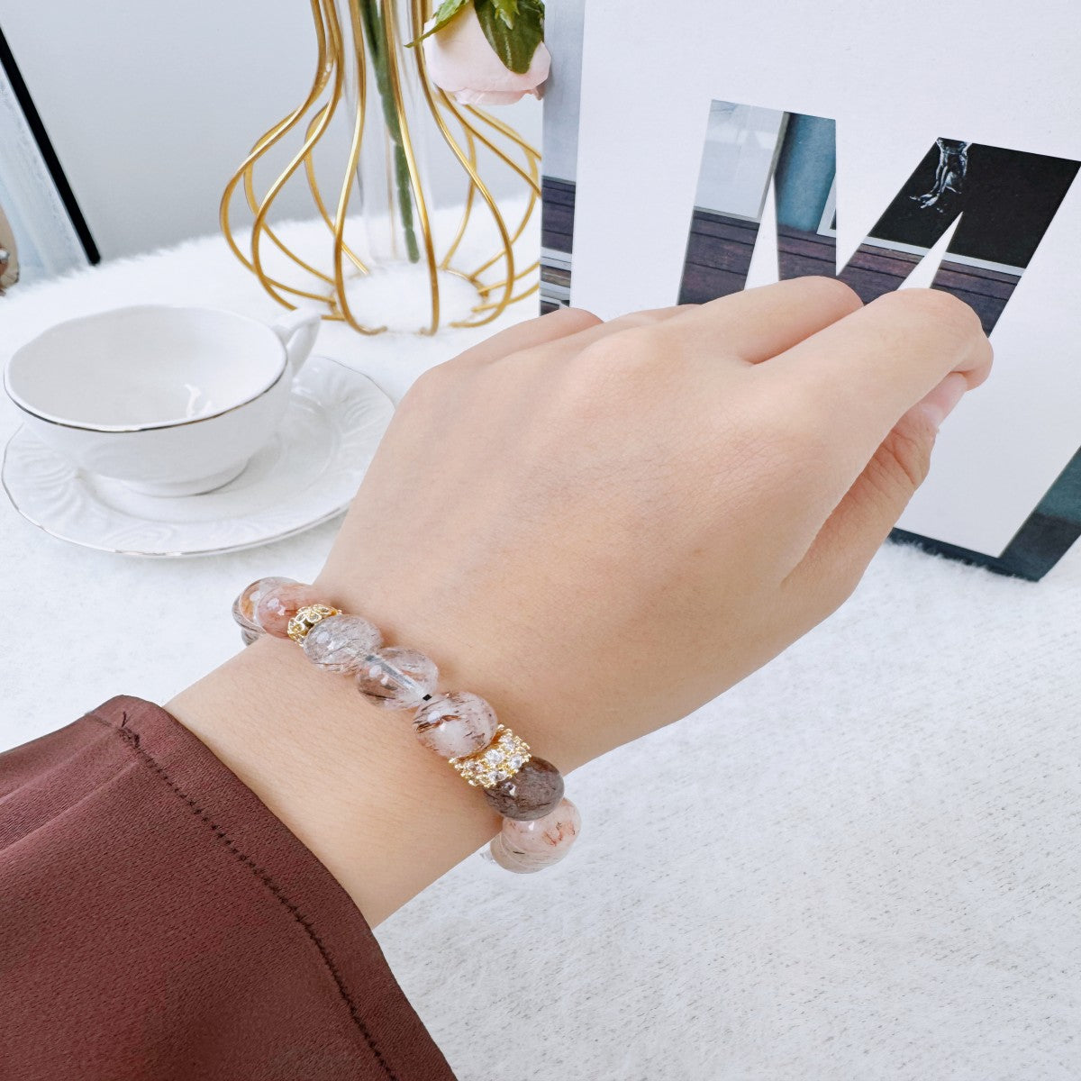 Handmade Glass Bead Bracelet – Elegant Minimalist Jewelry for Women(NCJ003)