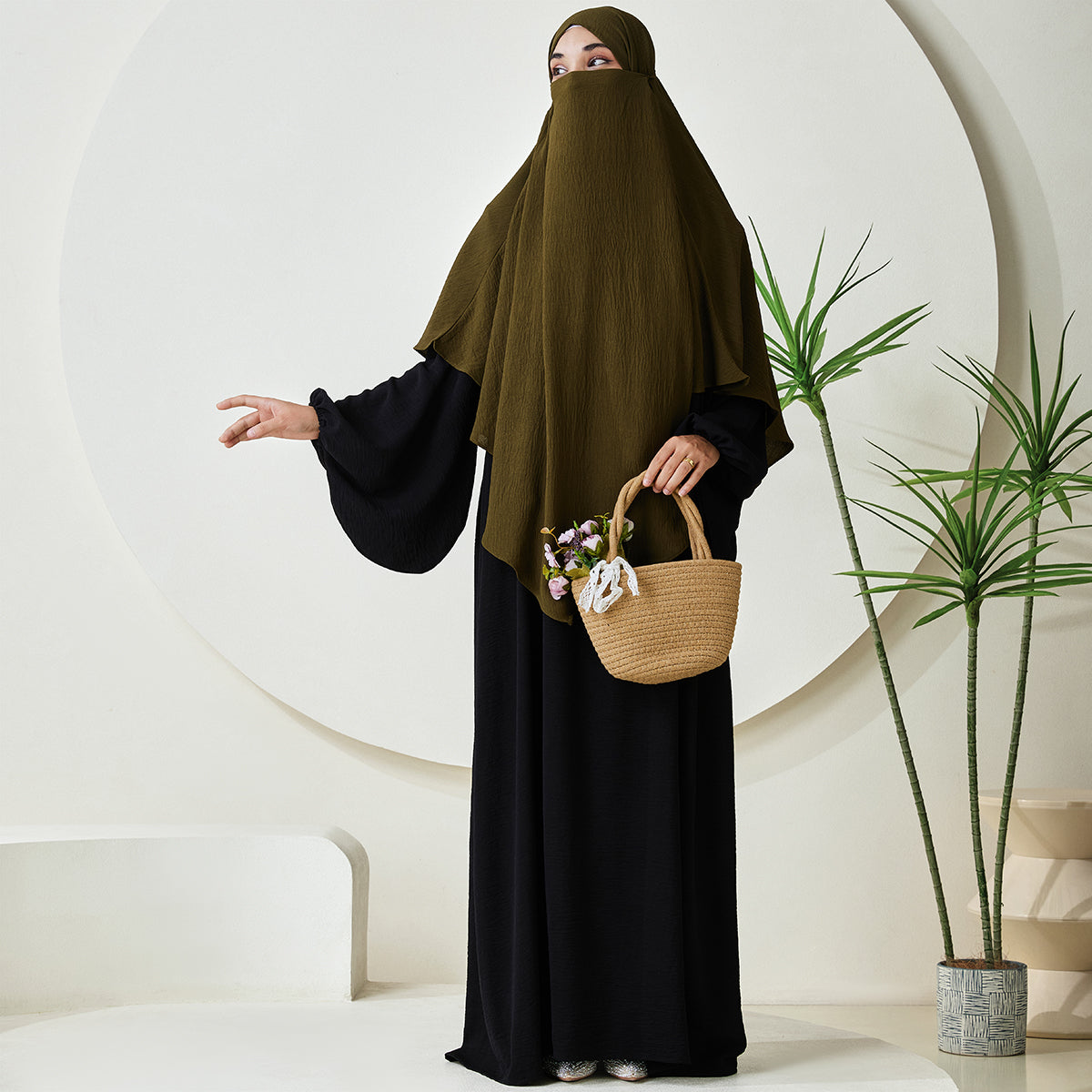 Premium Crepe One Layer Khimar Stretchable Durable Hijab Scarf for Everyday Wear (NCK001)