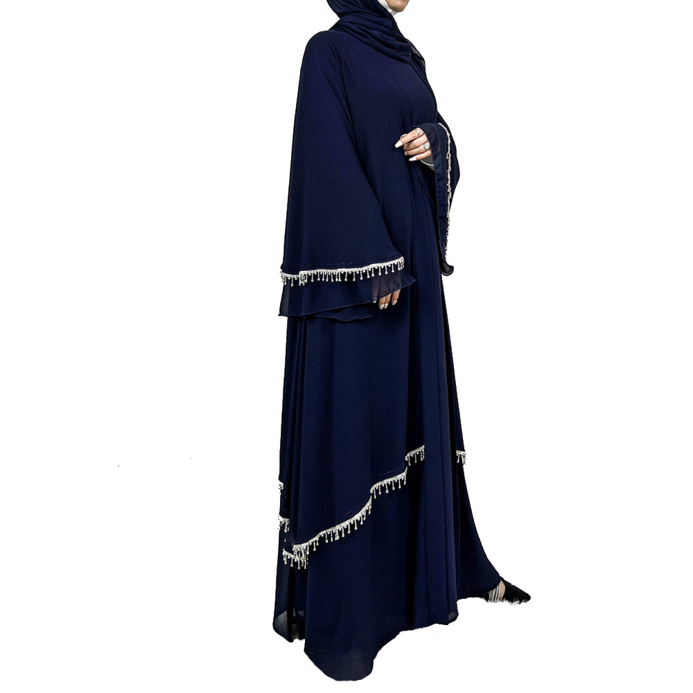 Elegant Chiffon Diamond Tassels Abaya Four - piece Set（NCS001）