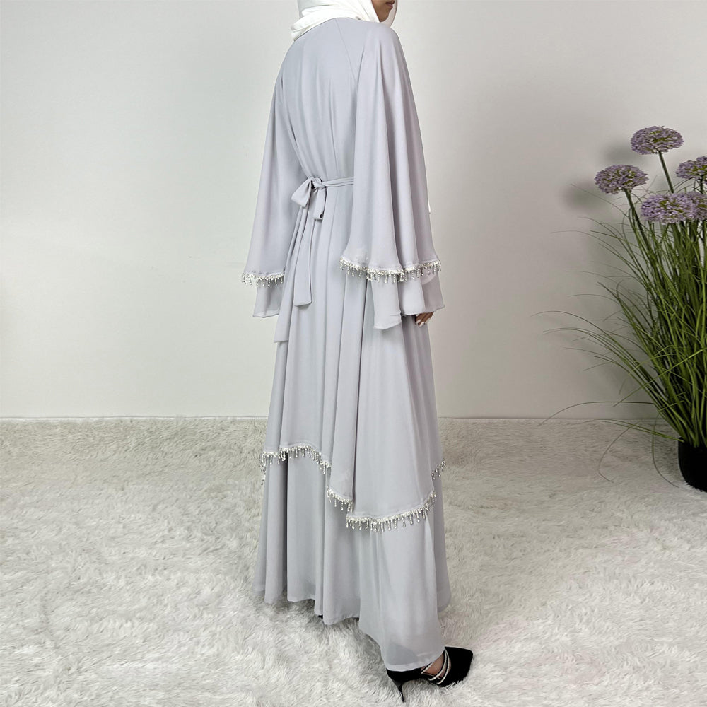 Elegant Chiffon Diamond Tassels Abaya Four - piece Set（NCS001）