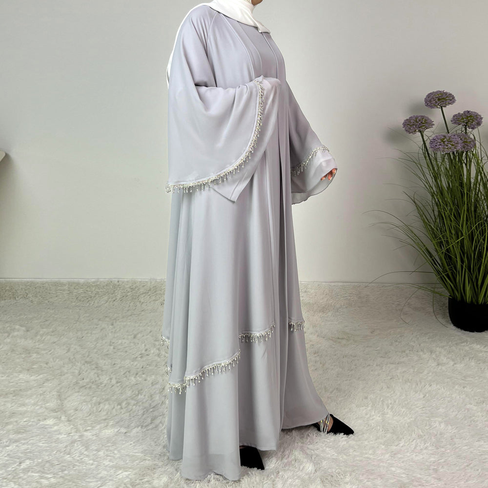 Elegant Chiffon Diamond Tassels Abaya Four - piece Set（NCS001）