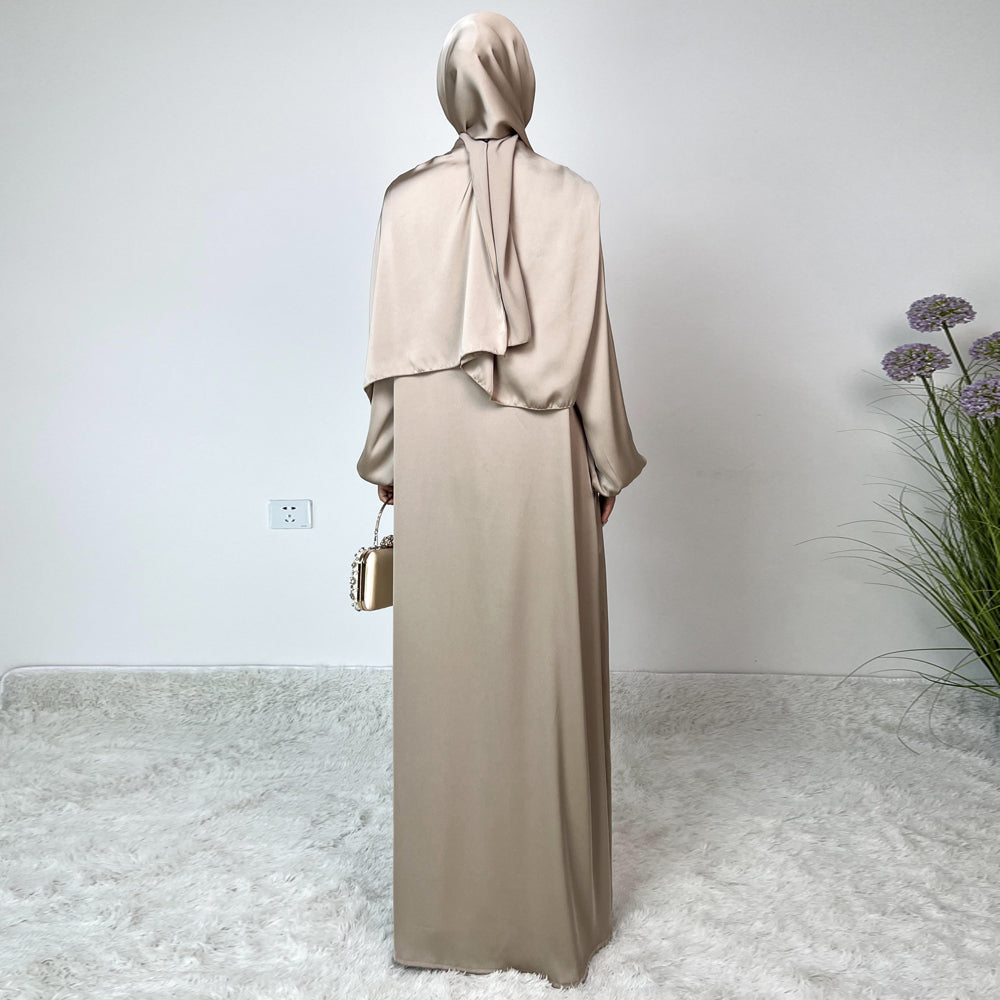 AMANI Satin One Piece With Hijab Abaya: Stylish Statement of Elegance（NCA001 ）