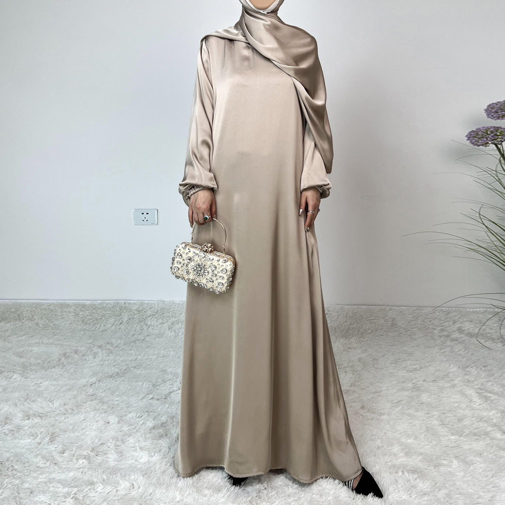 AMANI Satin One Piece With Hijab Abaya: Stylish Statement of Elegance（NCA001 ）