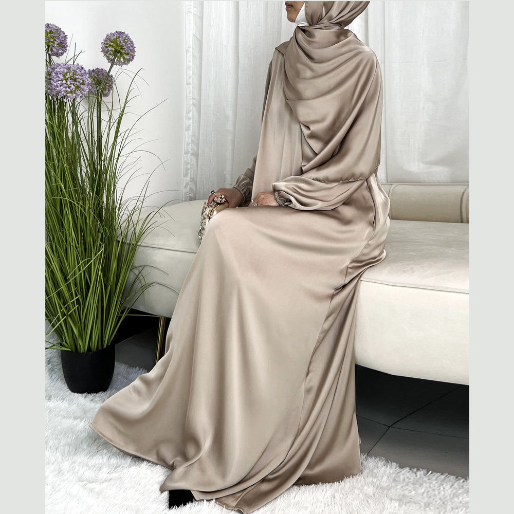 AMANI Satin One Piece With Hijab Abaya: Stylish Statement of Elegance（NCA001 ）