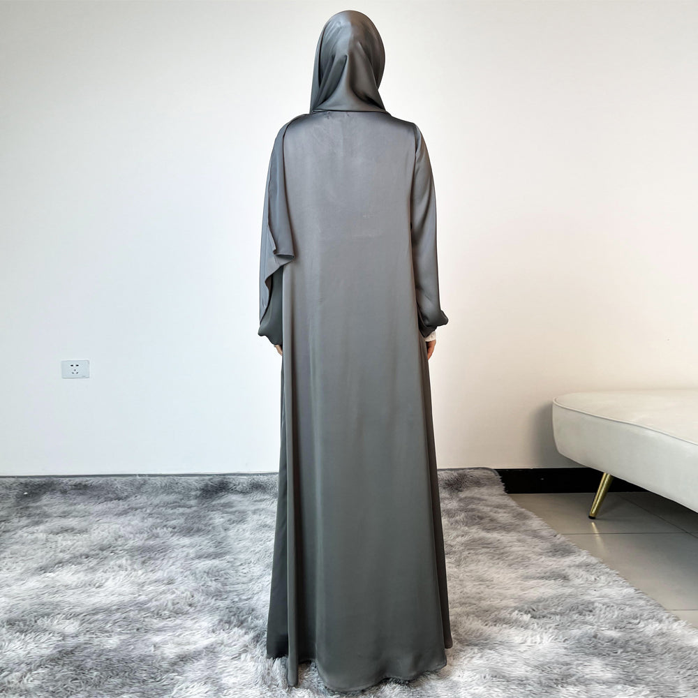 AMANI Satin One Piece With Hijab Abaya: Stylish Statement of Elegance（NCA001 ）