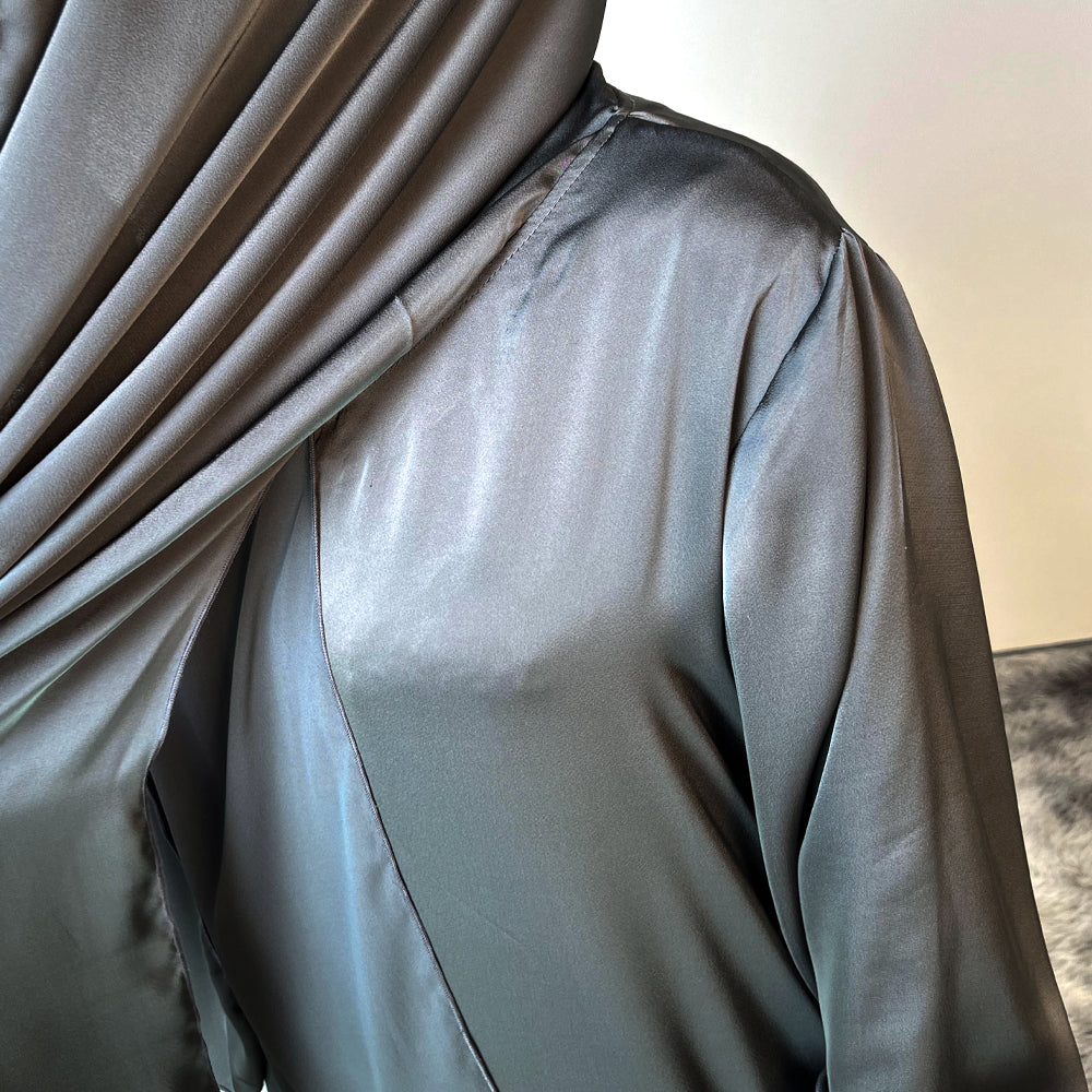 AMANI Satin One Piece With Hijab Abaya: Stylish Statement of Elegance（NCA001 ）