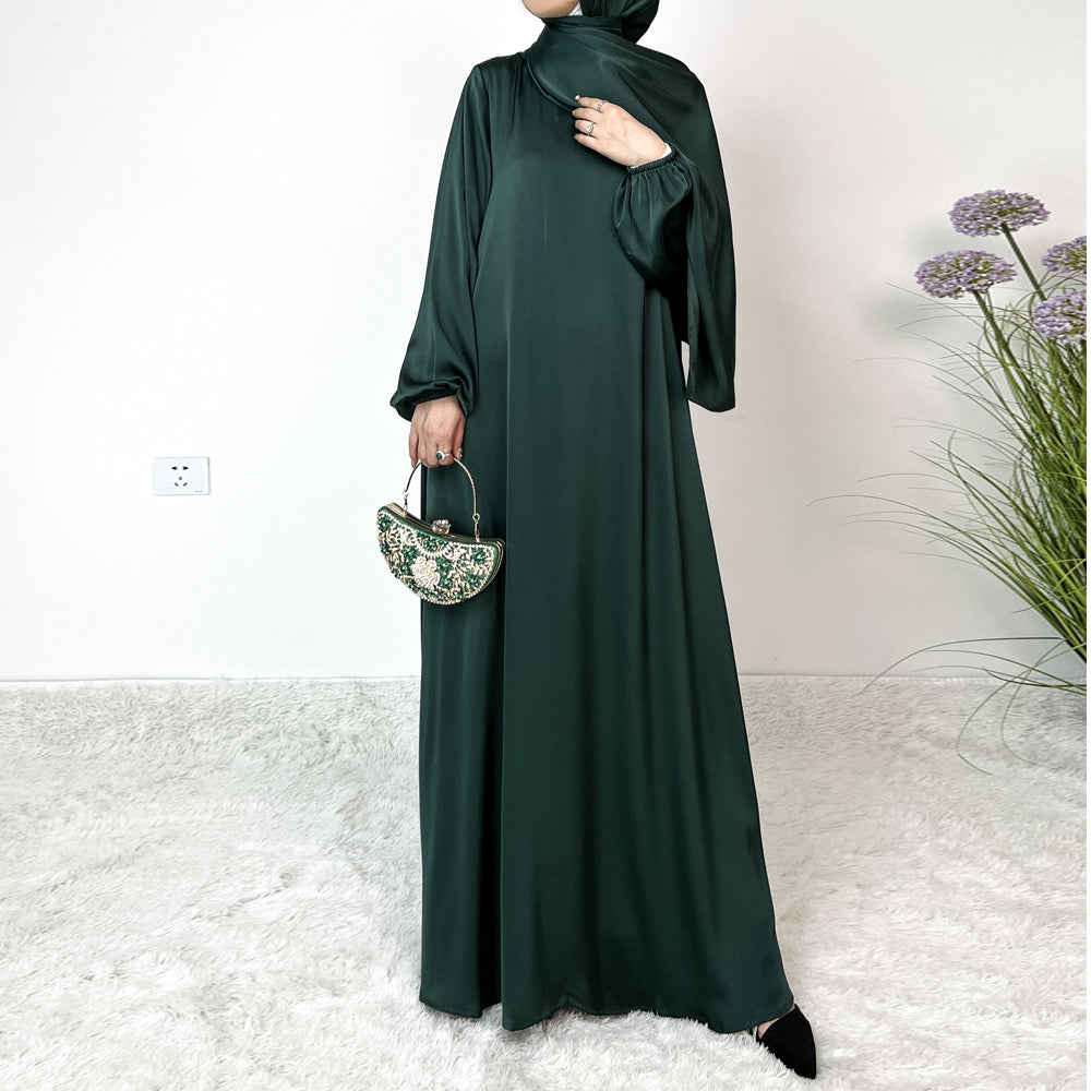 AMANI Satin One Piece With Hijab Abaya: Stylish Statement of Elegance（NCA001 ）