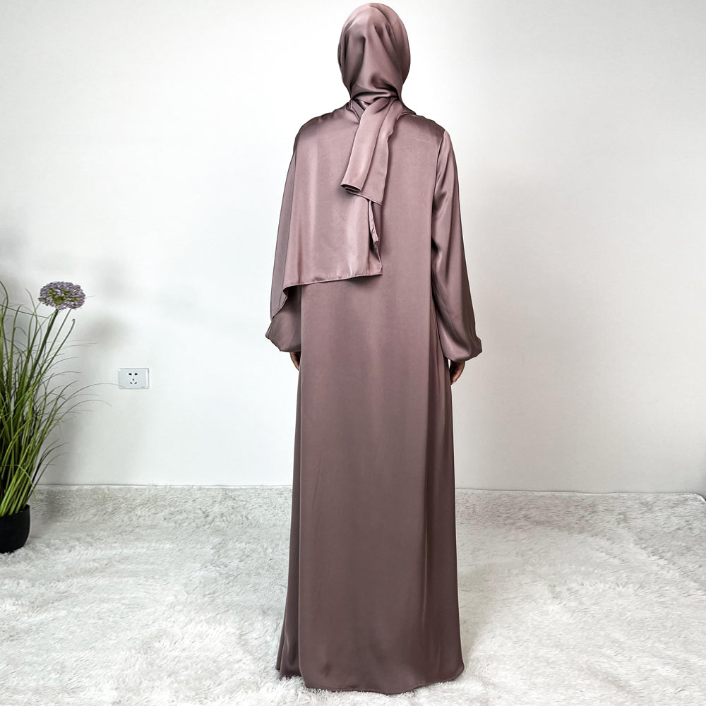 AMANI Satin One Piece With Hijab Abaya: Stylish Statement of Elegance（NCA001 ）