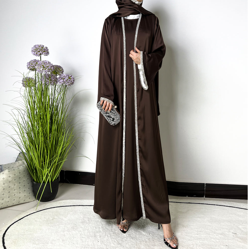 Diamond Sleeve Satin 4-Piece Abaya Set（NCS004）