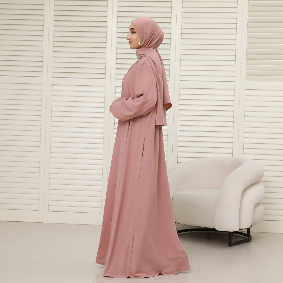 3-Piece Modest Abaya Set with Inner Dress, Outer Layer & Waist Belt – Elegant Everyday Wear (NCA010)