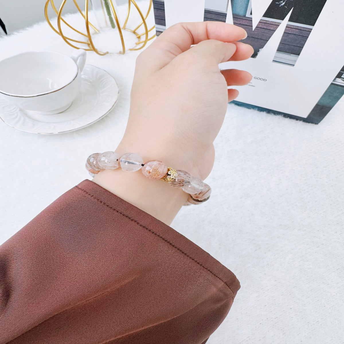 Handmade Glass Bead Bracelet – Elegant Minimalist Jewelry for Women(NCJ003)