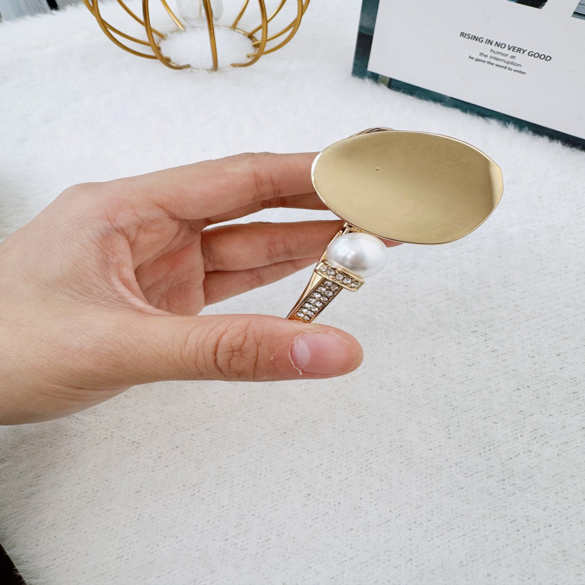 Gold-Plated Openable Wide Cuff Bracelet with Pearls – Elegant Statement Jewelry for Women(NCJ004)