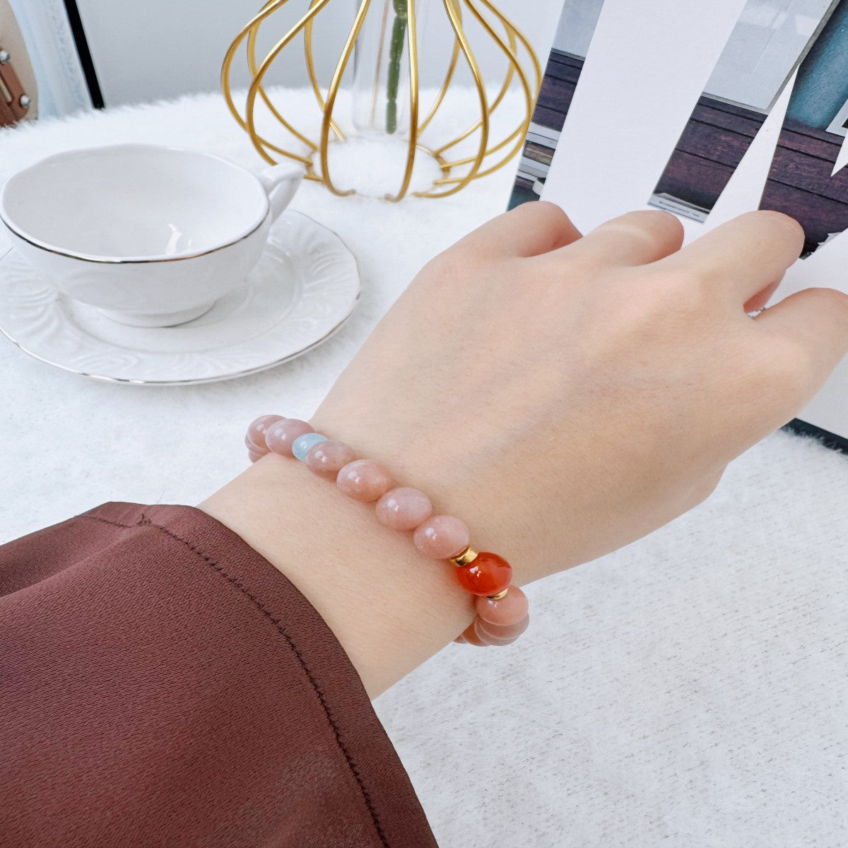 Handmade Glass Bead Bracelet – Elegant Minimalist Jewelry for Women(NCJ003)