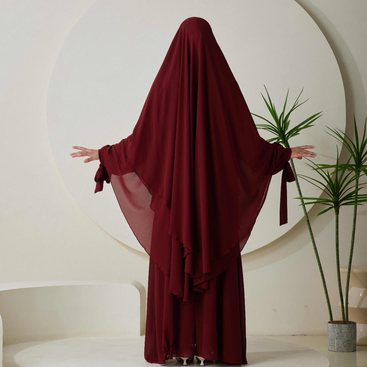 Chiffon Butterfly Sleeve Khimar Set – 2-Piece Hajj Outfit (NCS009)