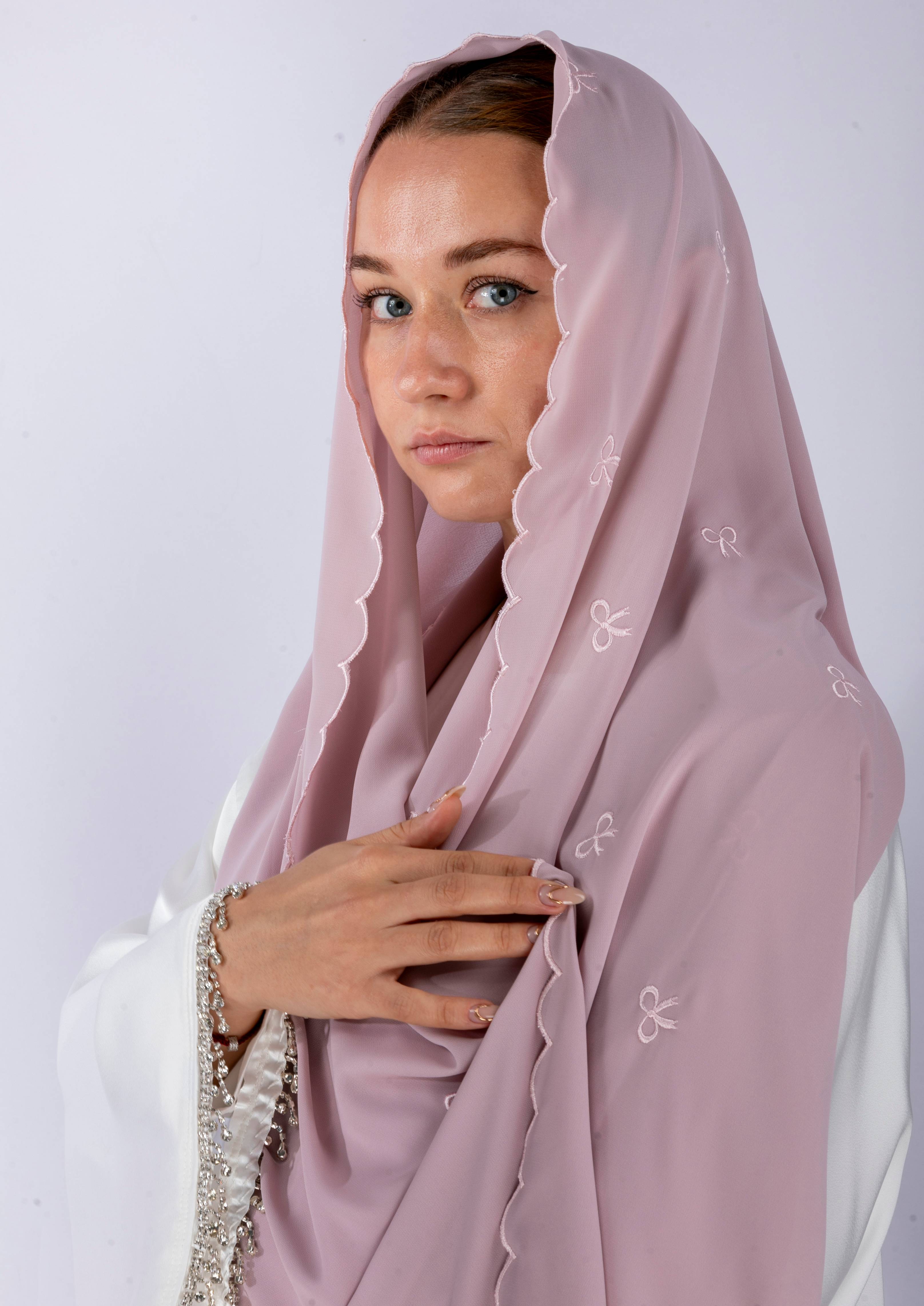 Bow Knot Hijab with Petal Edge – Premium Chiffon