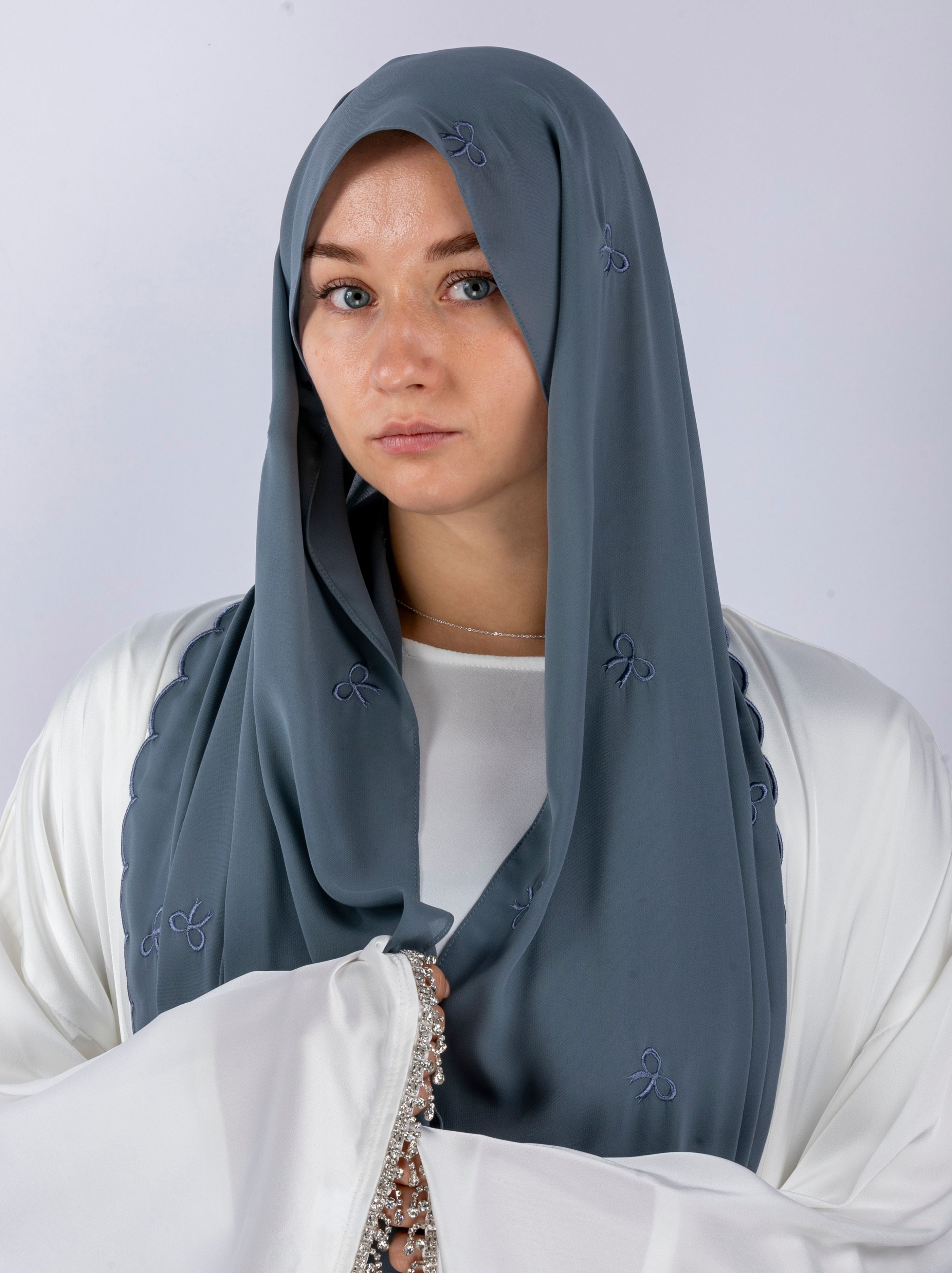 Bow Knot Hijab with Petal Edge – Premium Chiffon