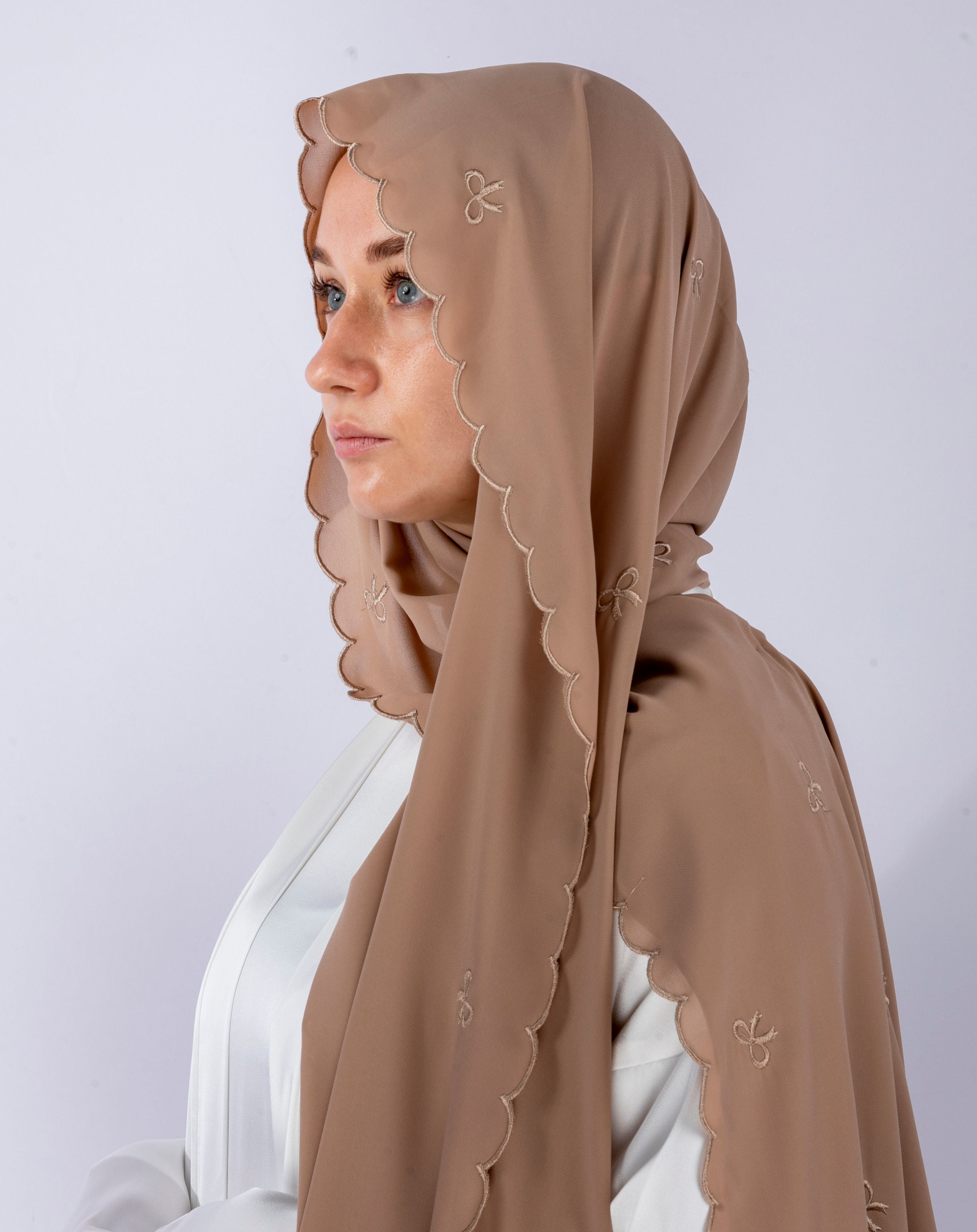 Bow Knot Hijab with Petal Edge – Premium Chiffon