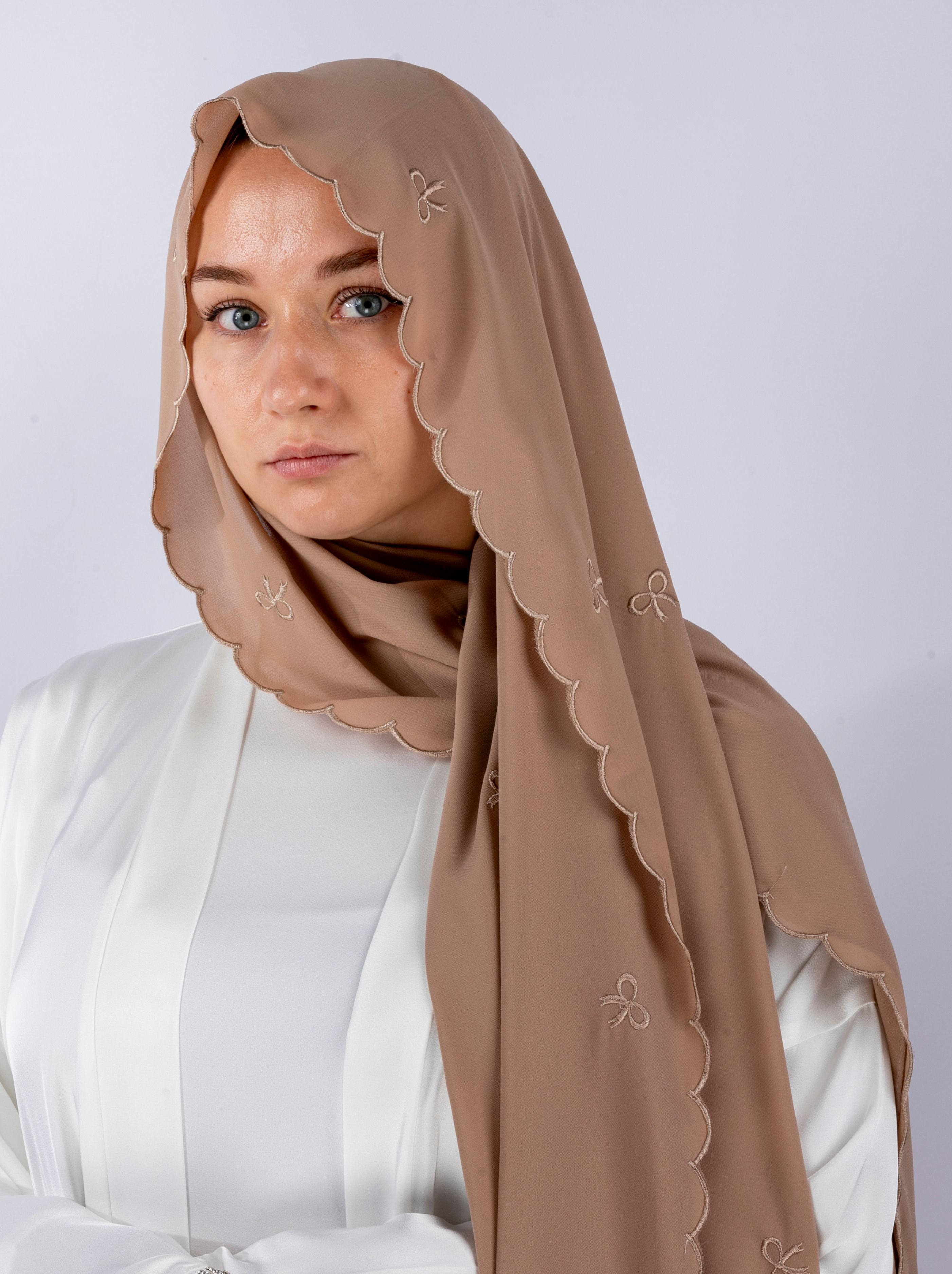 Bow Knot Hijab with Petal Edge – Premium Chiffon