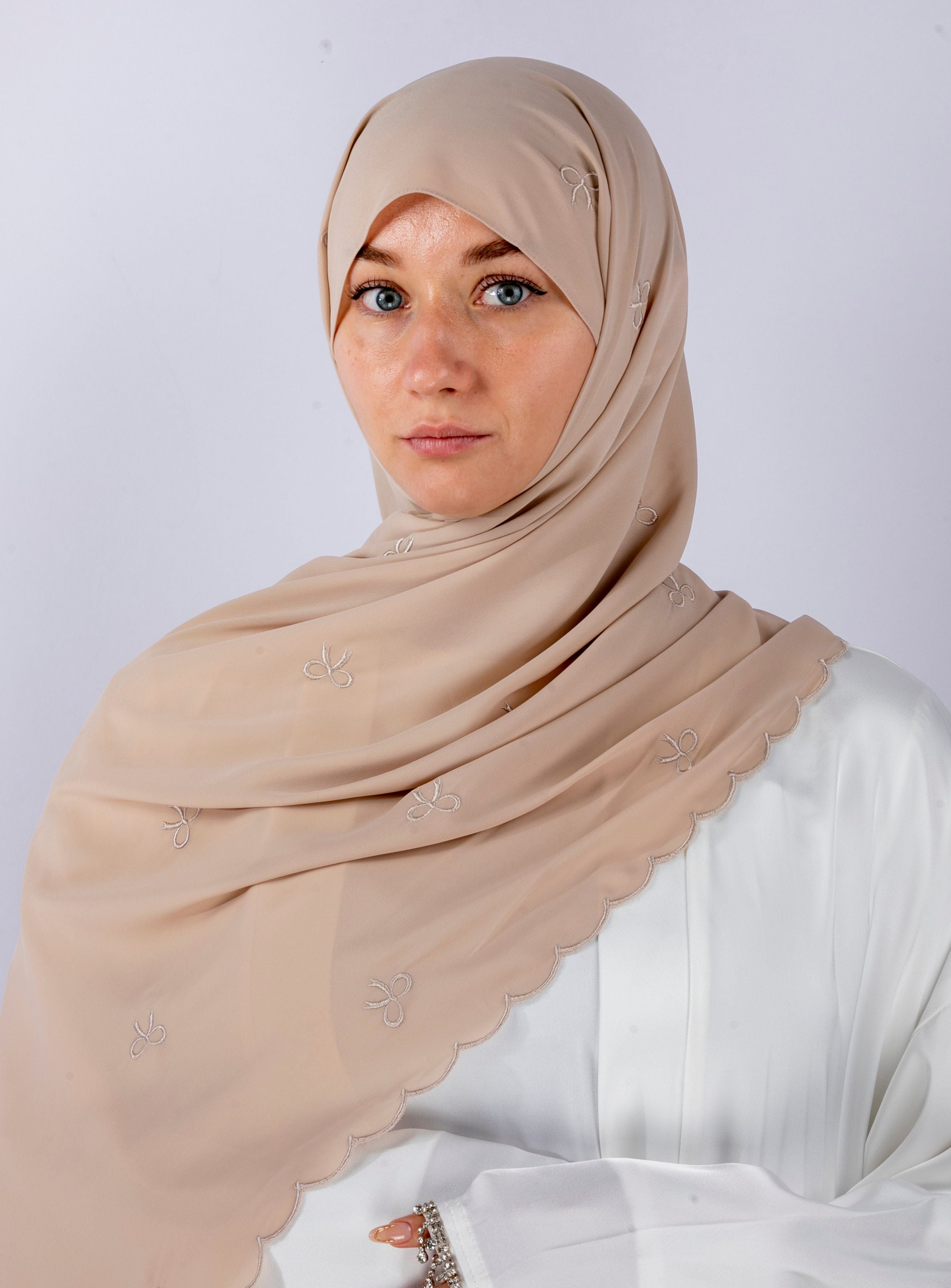 Bow Knot Hijab with Petal Edge – Premium Chiffon