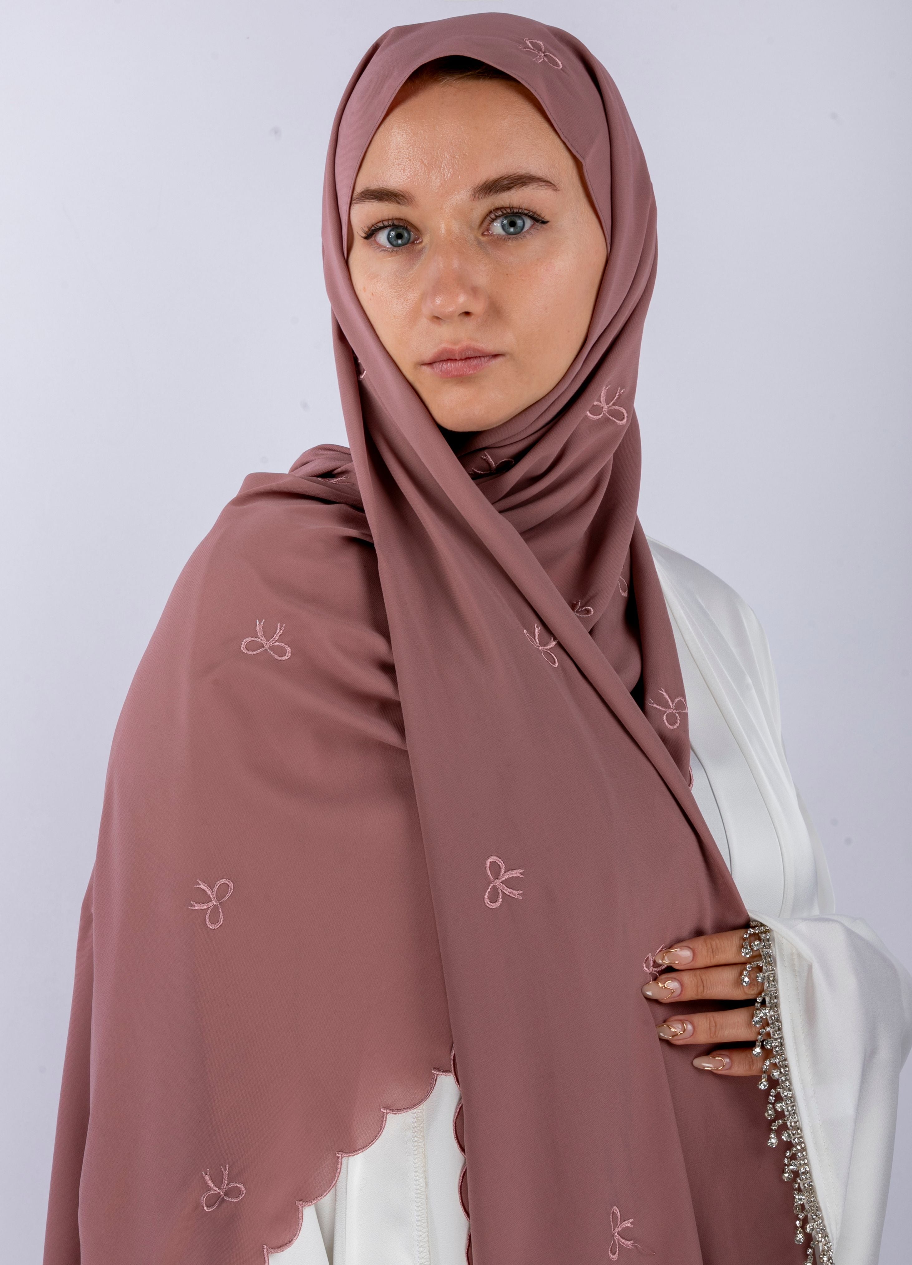 Bow Knot Hijab with Petal Edge – Premium Chiffon