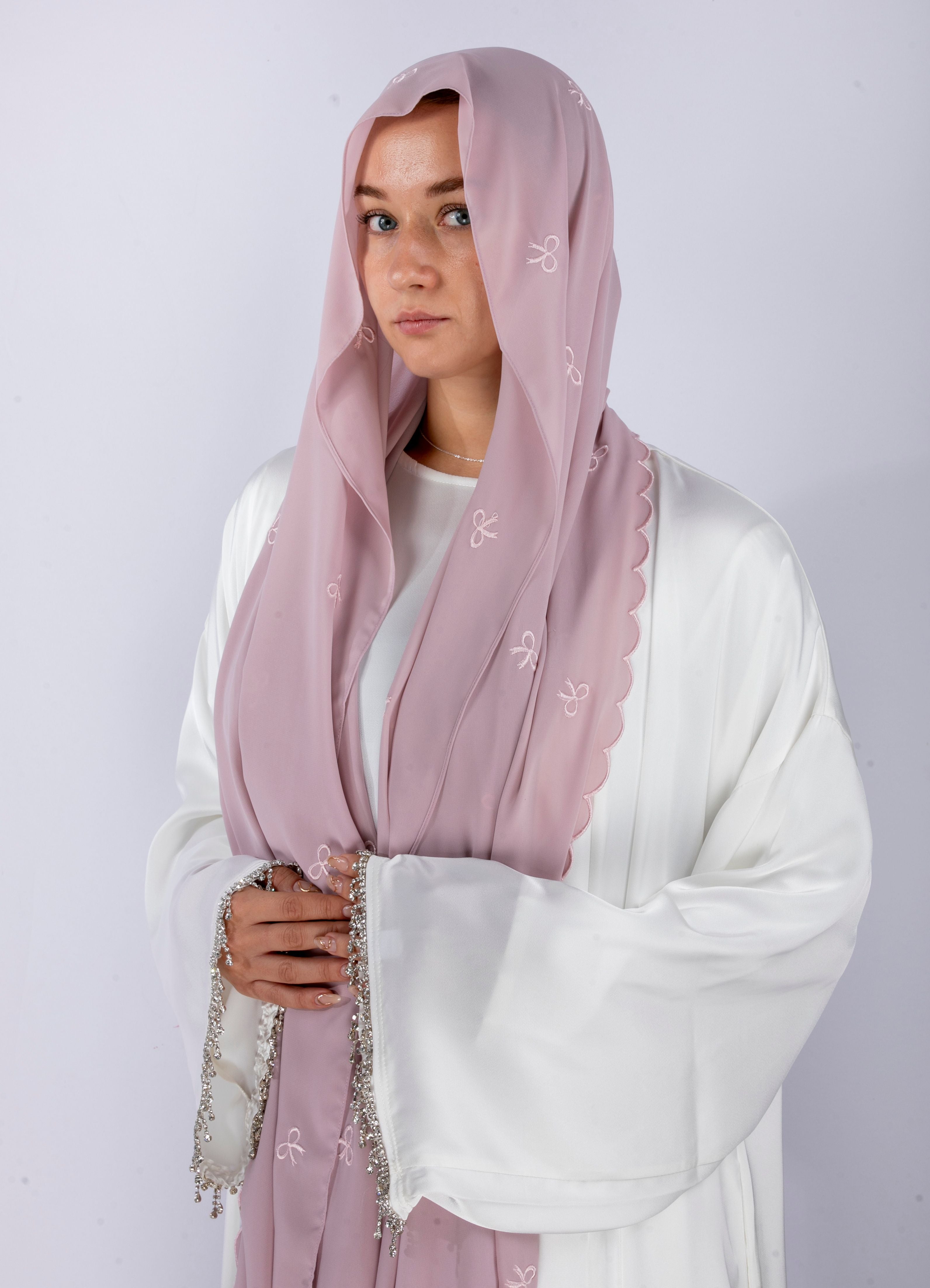 Bow Knot Hijab with Petal Edge – Premium Chiffon