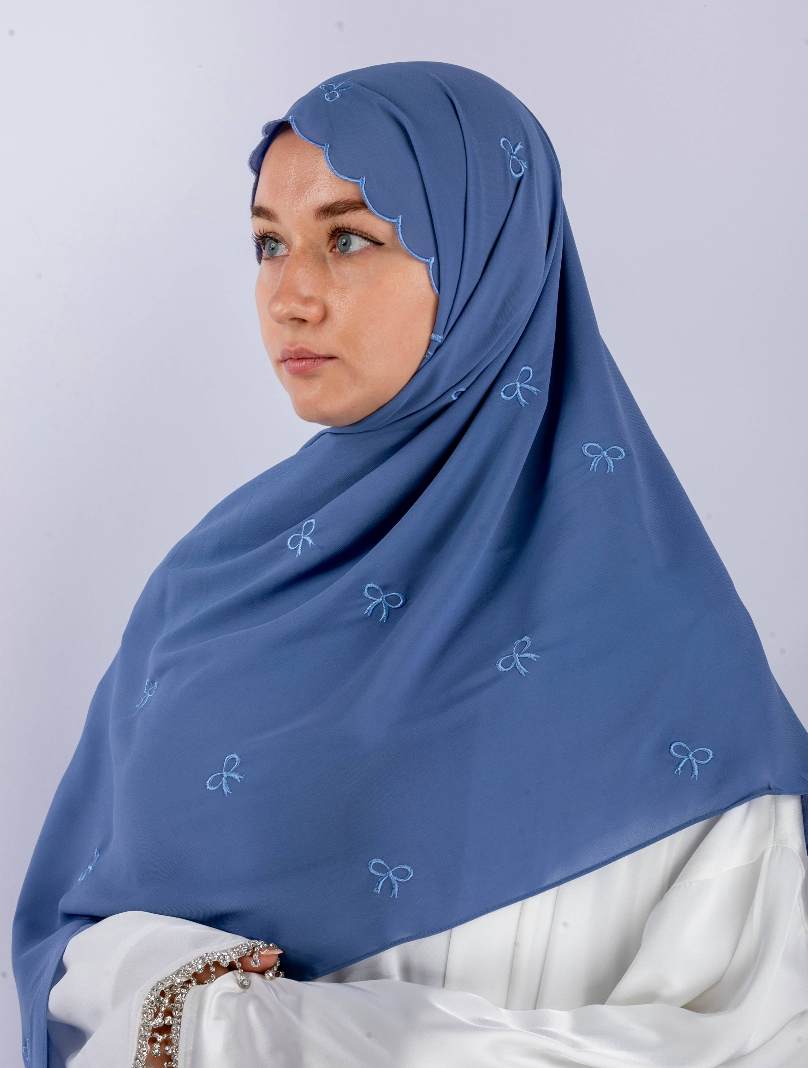 Bow Knot Hijab with Petal Edge – Premium Chiffon