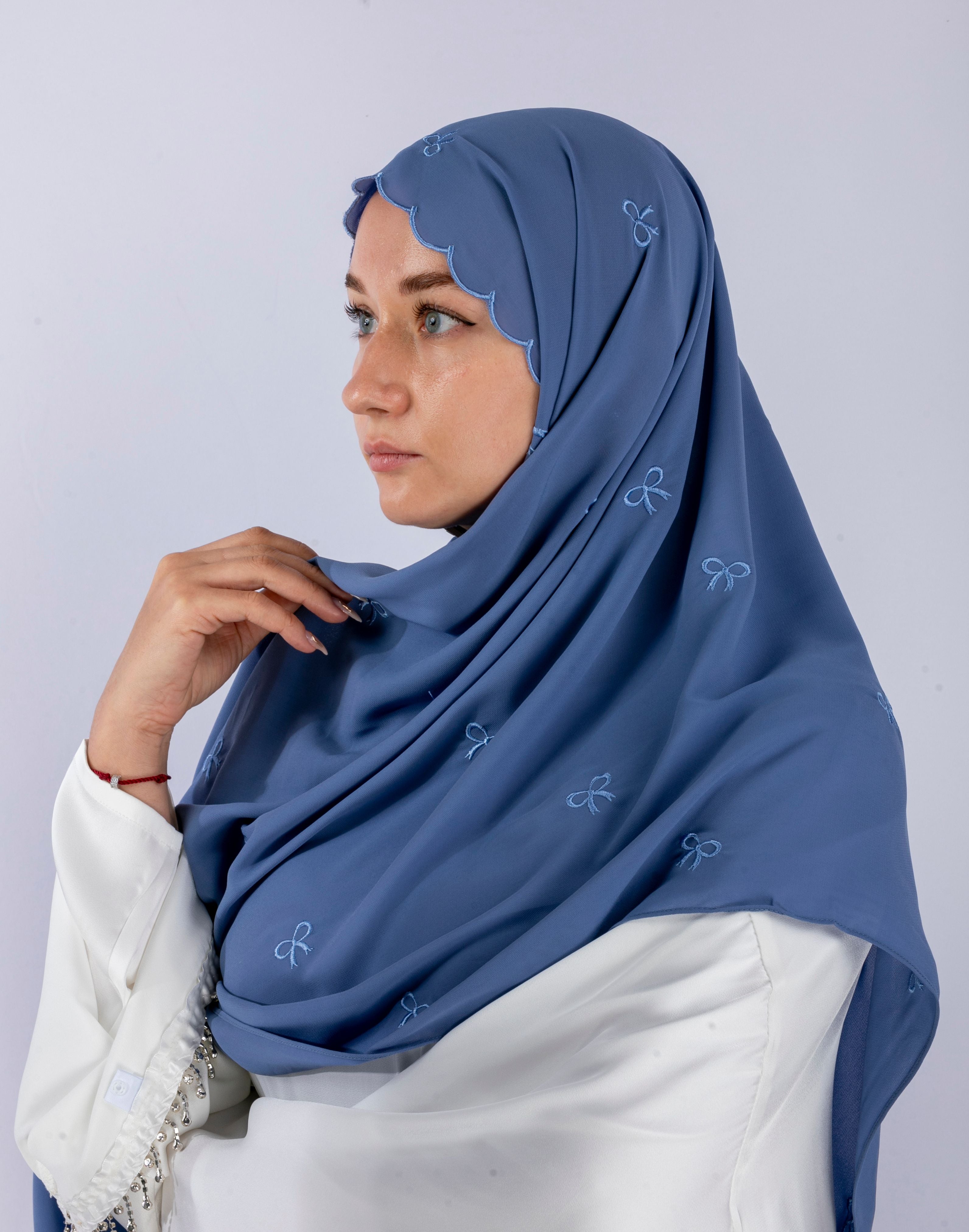 Bow Knot Hijab with Petal Edge – Premium Chiffon