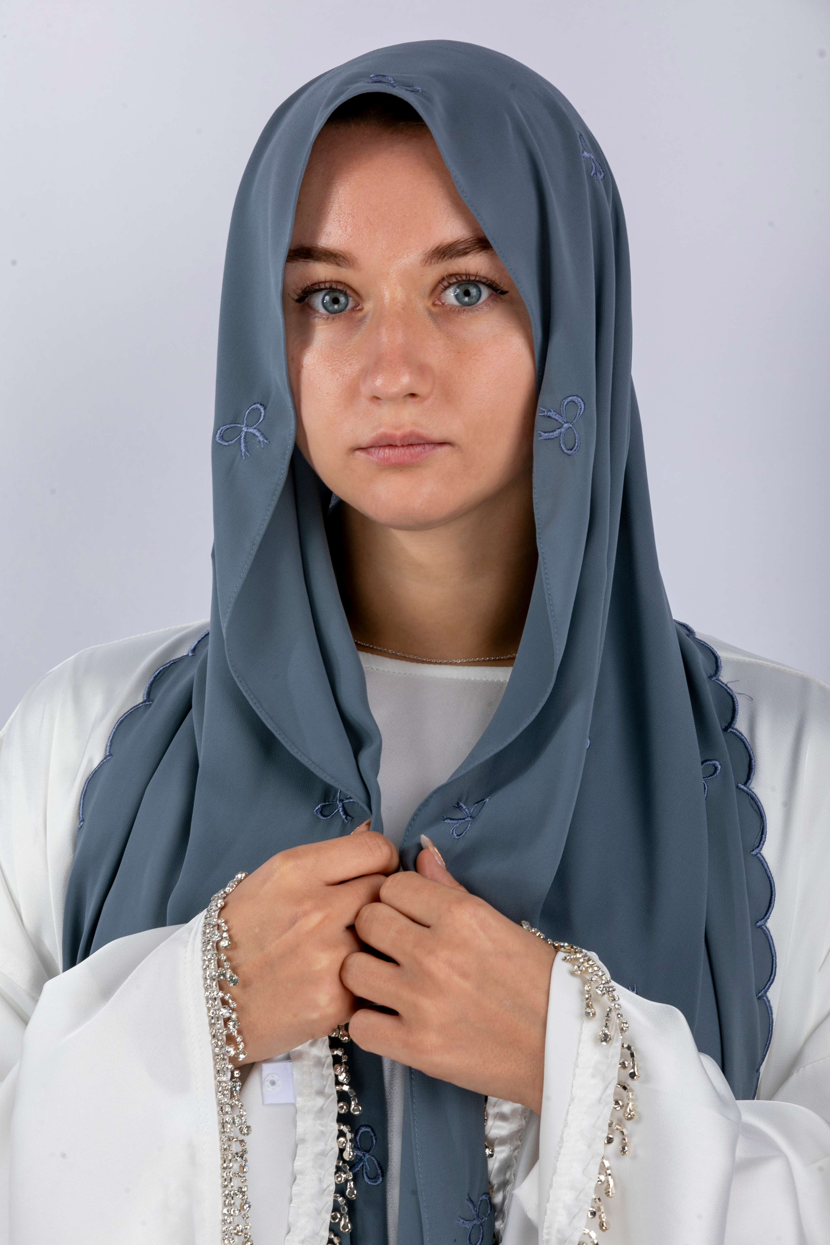 Bow Knot Hijab with Petal Edge – Premium Chiffon