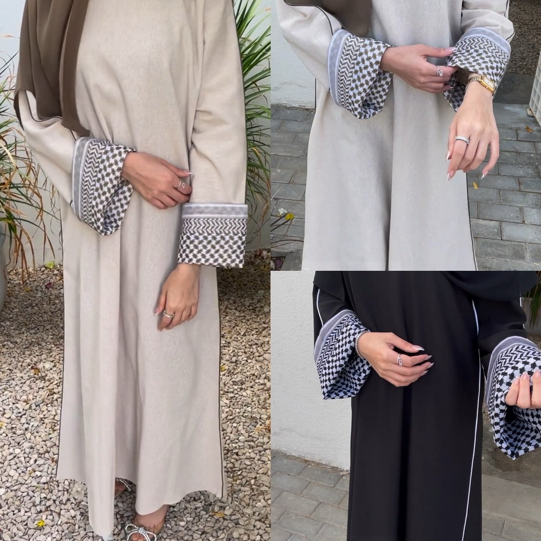 Qahira Keffiyeh Abaya-Handcrafted Embroidered