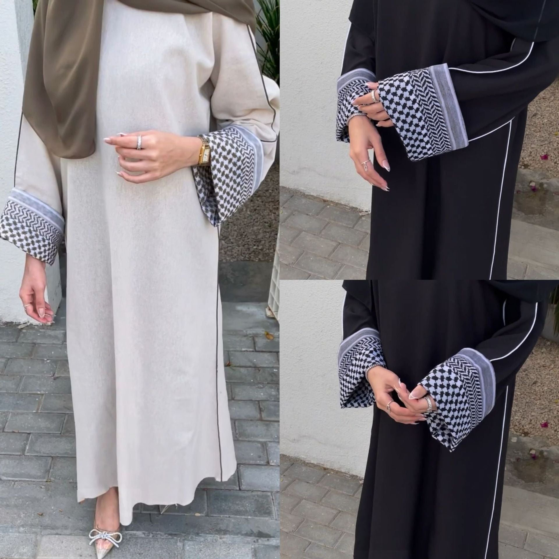 Qahira Keffiyeh Abaya-Handcrafted Embroidered