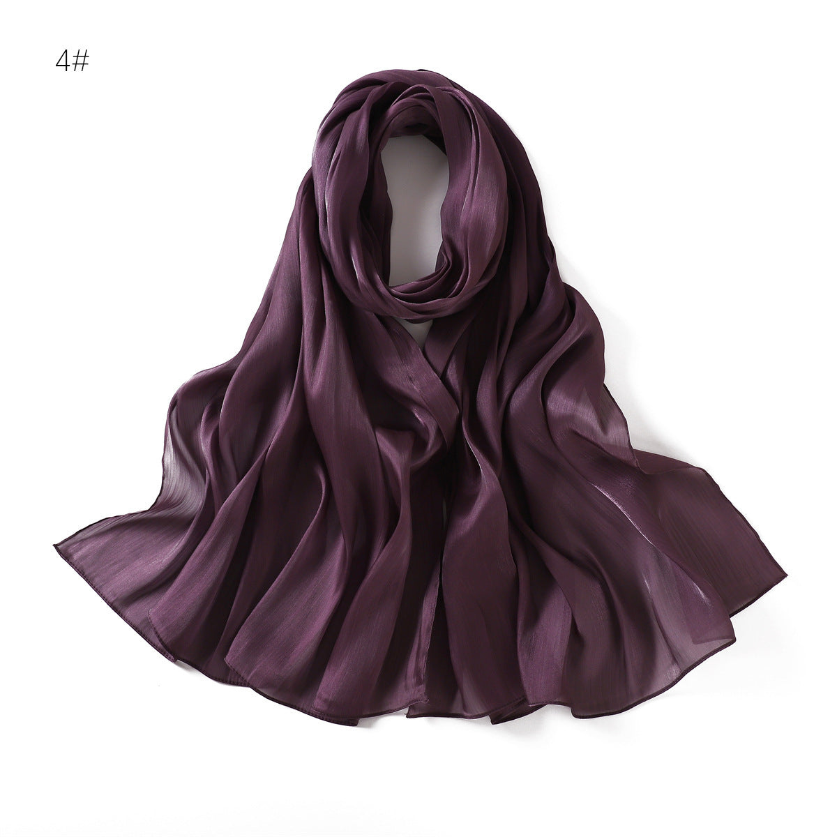 Lightweight Crinkle Satin Scarf Hijab– Polyester Sun‑Protection Shawl (180 × 70 cm, 15 Colors)