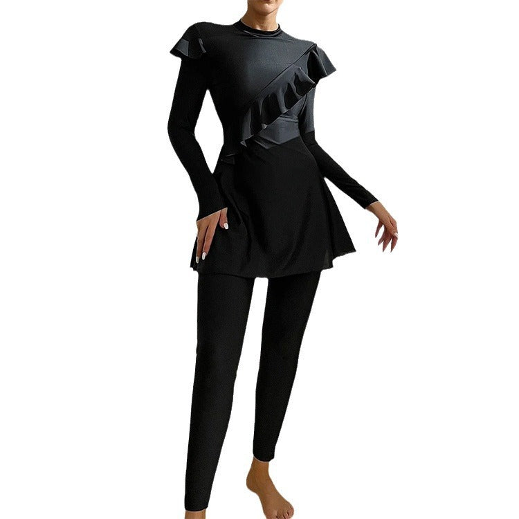 Elegant Ruffle Burkini – 3-Piece Modest Muslim Swimwear Set for Women