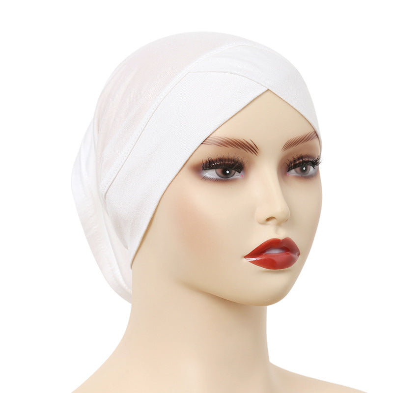 Stylish Cross-Front Turban Cap – Solid Color Silky Cotton