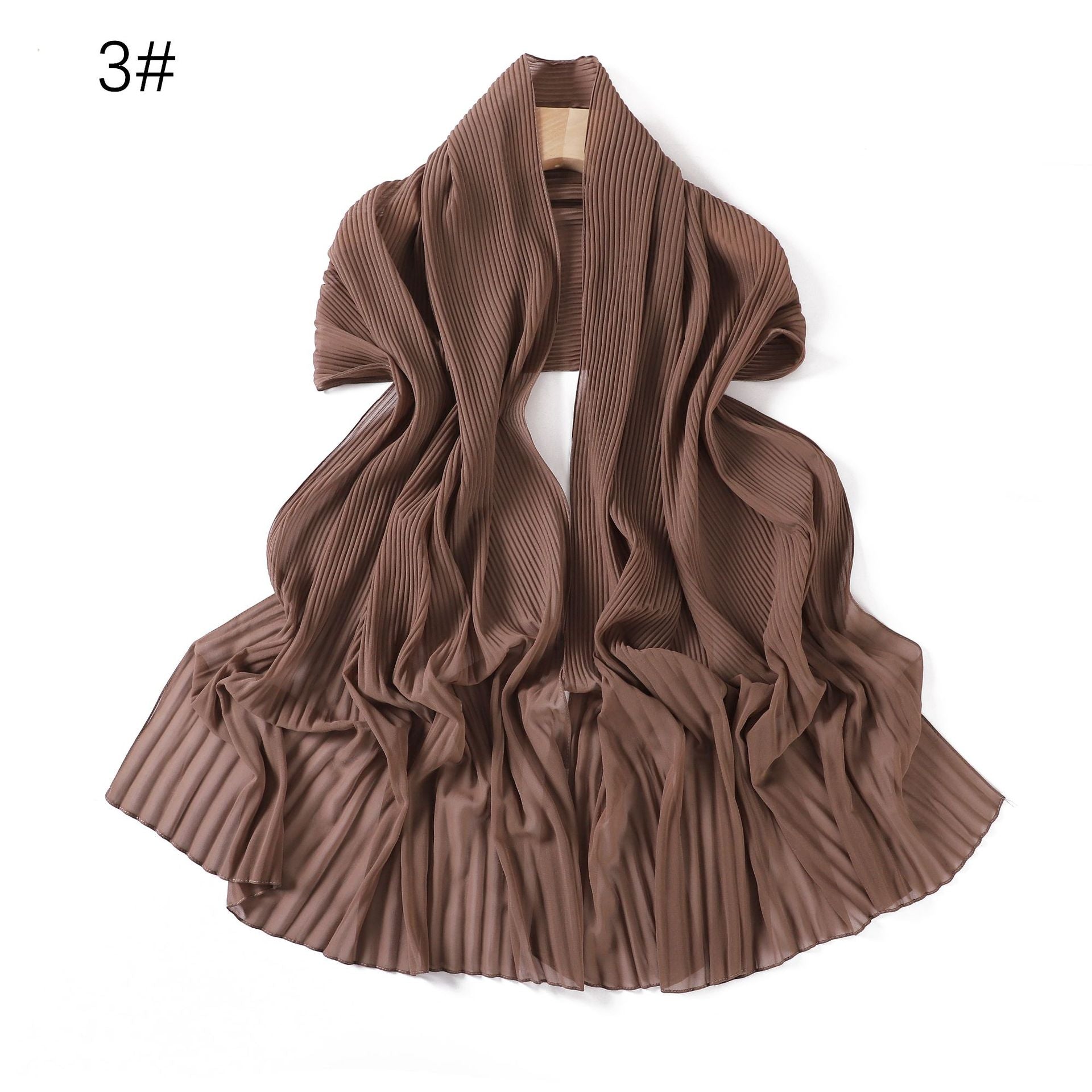 Ruffled Hem Crinkle Chiffon Scarf – Lightweight Solid Color Hijab & Shawl (175×65cm)