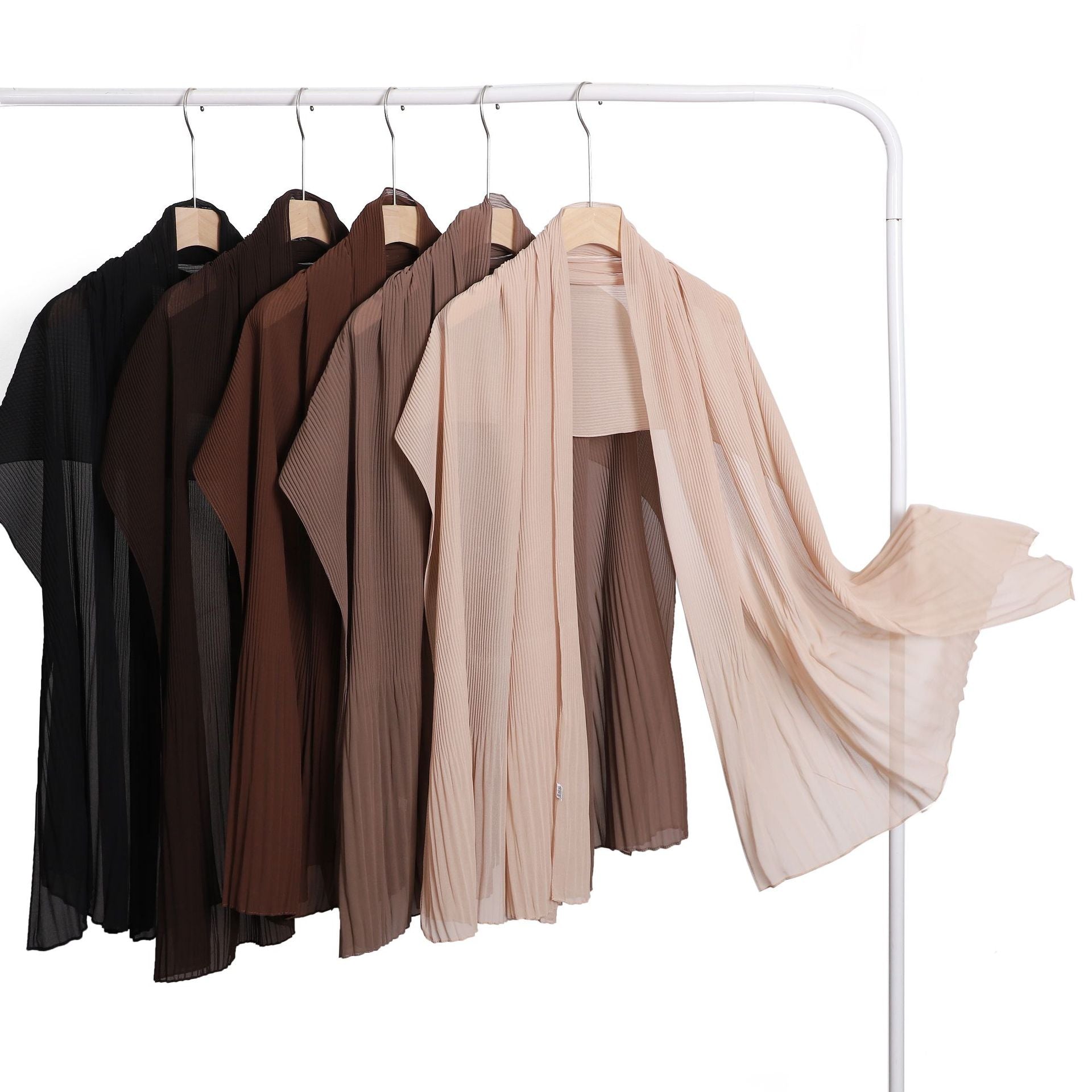 Ruffled Hem Crinkle Chiffon Scarf – Lightweight Solid Color Hijab & Shawl (175×65cm)