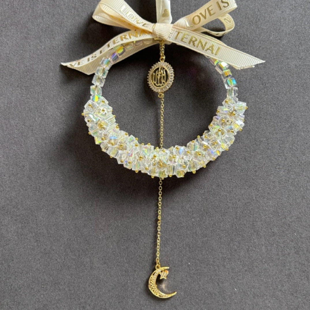 Allah Name Crystal Tassel Car Hanging – Islamic Rearview Mirror Ornament (NCD001)