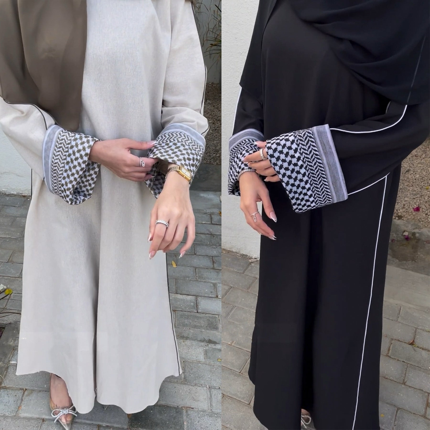 Qahira Keffiyeh Abaya-Handcrafted Embroidered