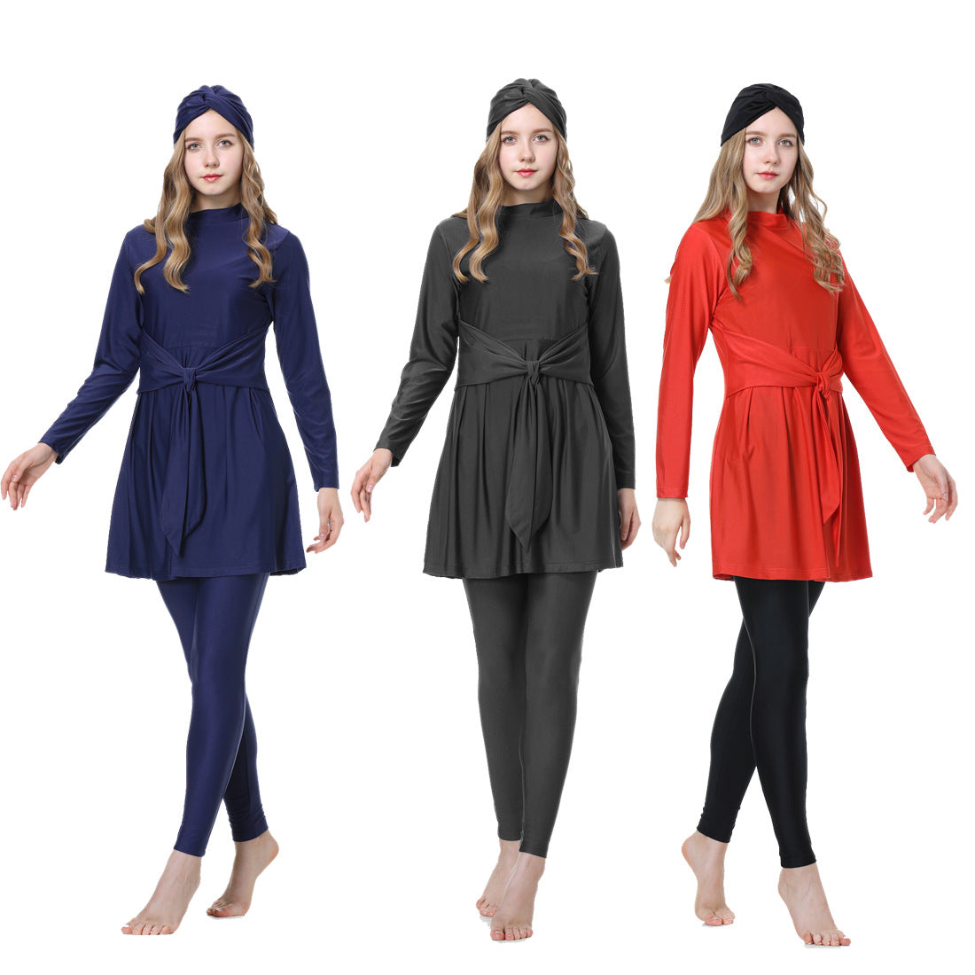Modest Burkini Muslim Swimwear – 3-Piece Full Coverage Set with Hijab Cap