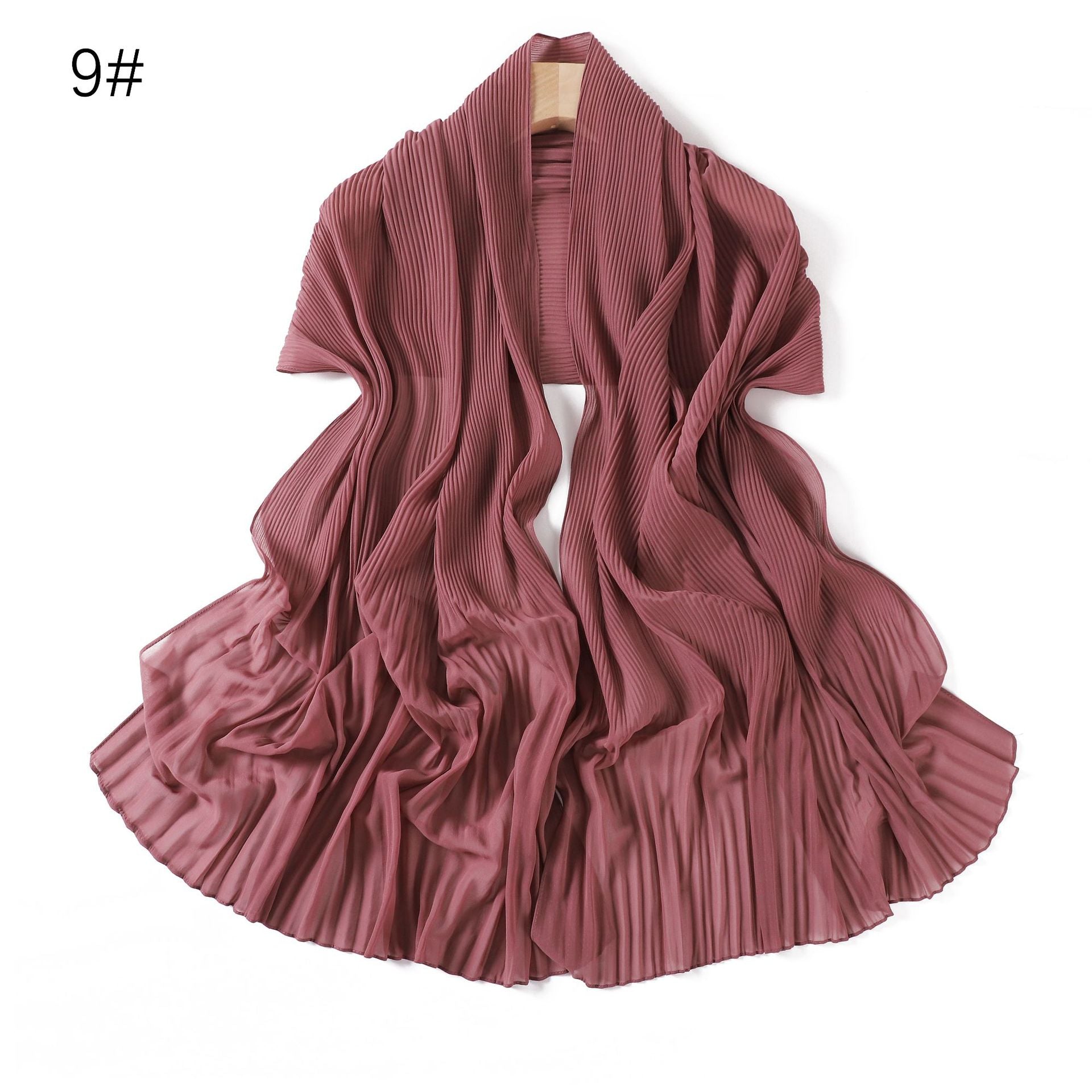 Ruffled Hem Crinkle Chiffon Scarf – Lightweight Solid Color Hijab & Shawl (175×65cm)