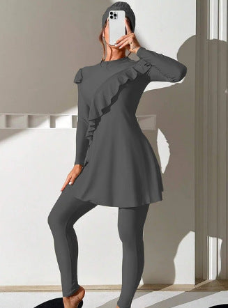 Elegant Ruffle Burkini – 3-Piece Modest Muslim Swimwear Set for Women
