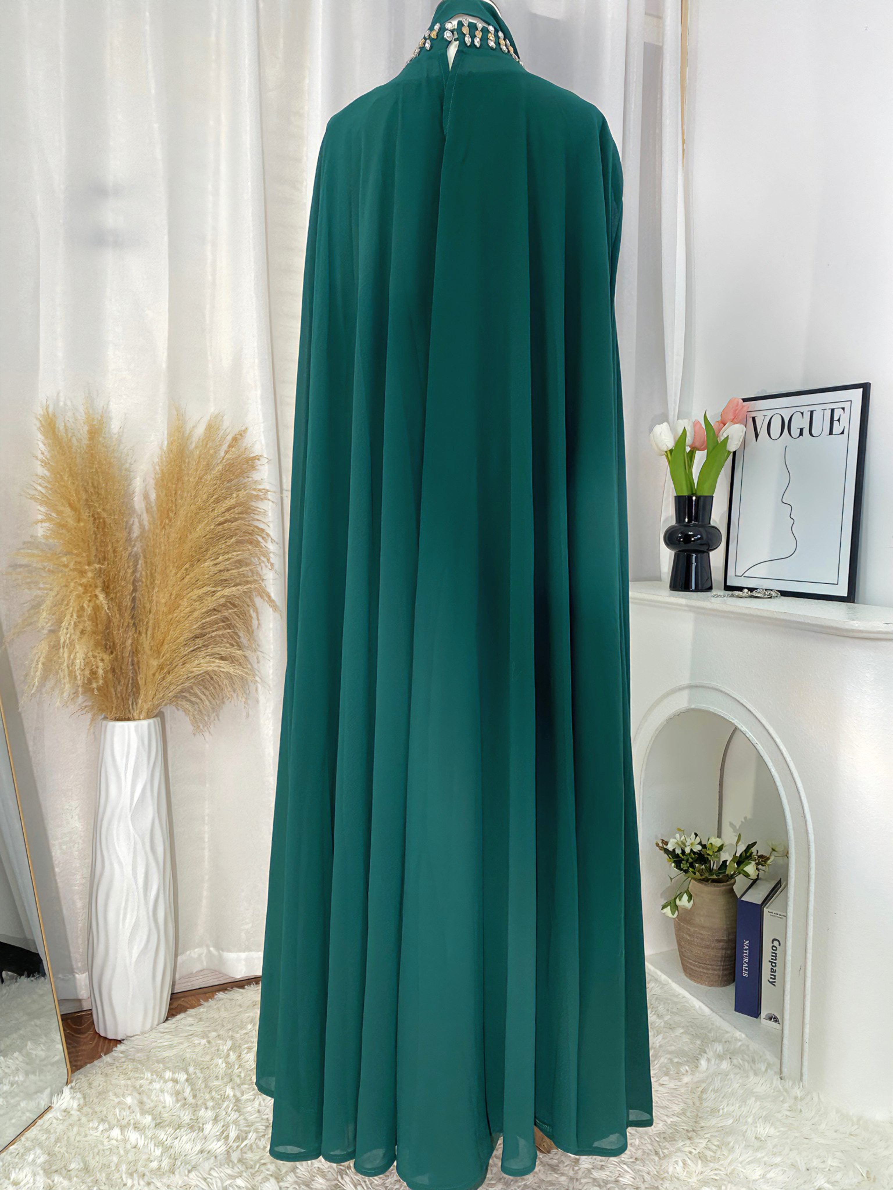 Luxury Crystal Beaded Abaya Set for Women(NCS022) – 2 Piece Open Abaya with Long Sleeve Inner Dress with Pockets (S–XXL)