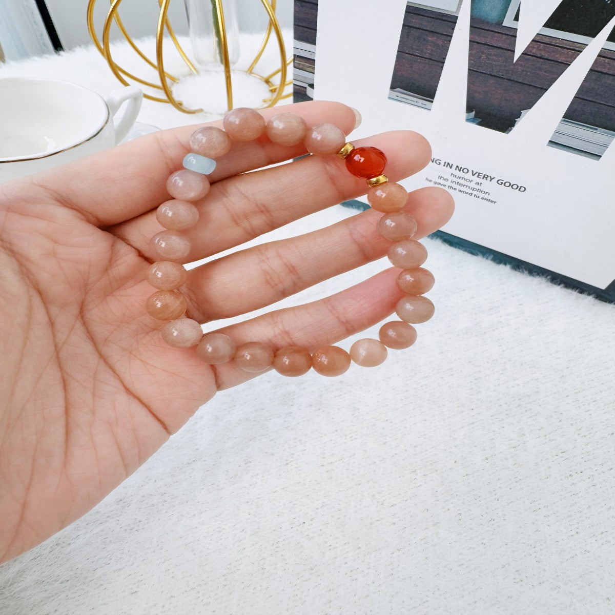 Handmade Glass Bead Bracelet – Elegant Minimalist Jewelry for Women(NCJ003)